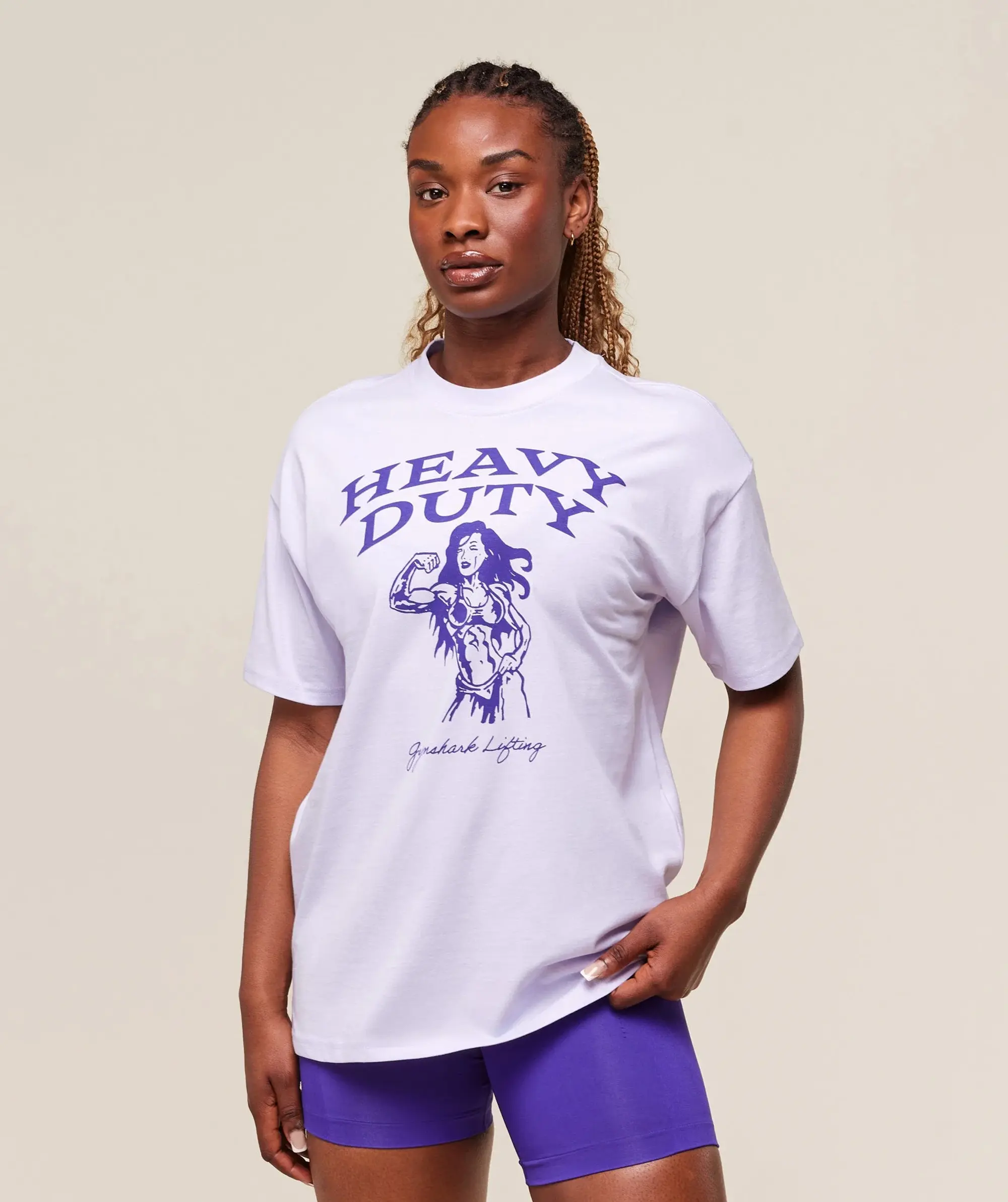  Heavy Duty Graphic Oversized T-Shirt - Fresh Lilac