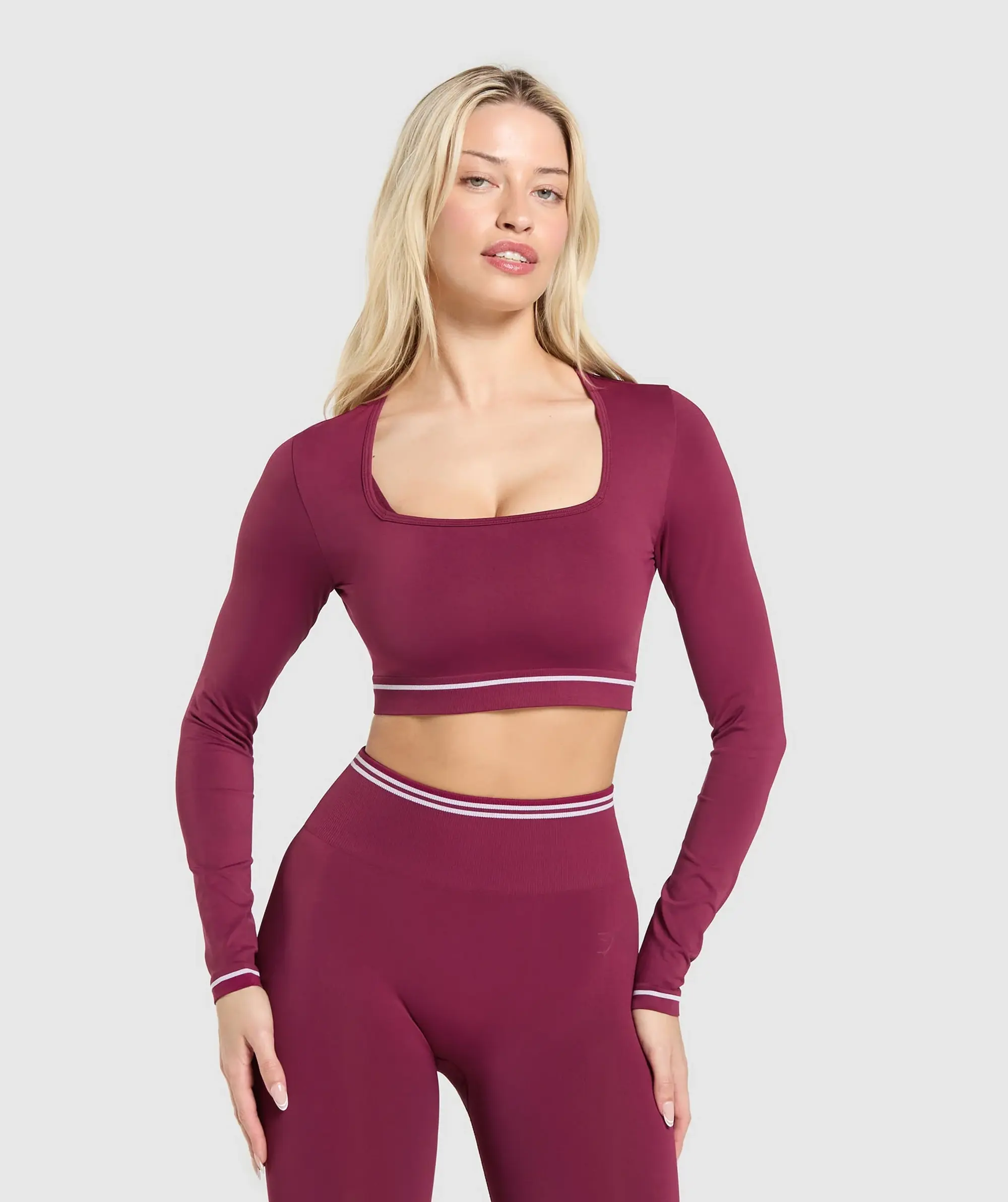  Contrast Seamless Crop Top - Strong Pink