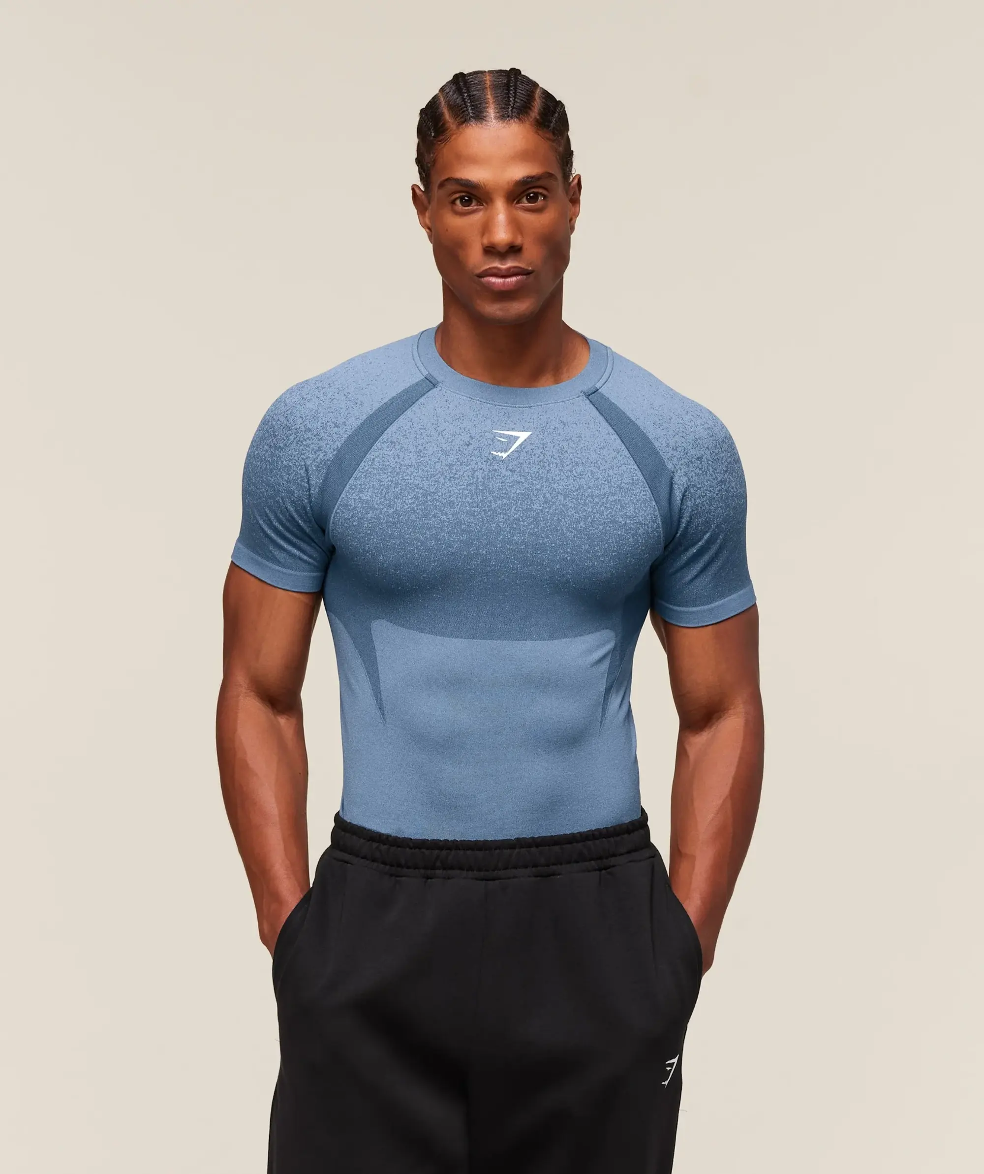  Shadow Seamless T Shirt - Faded Blue