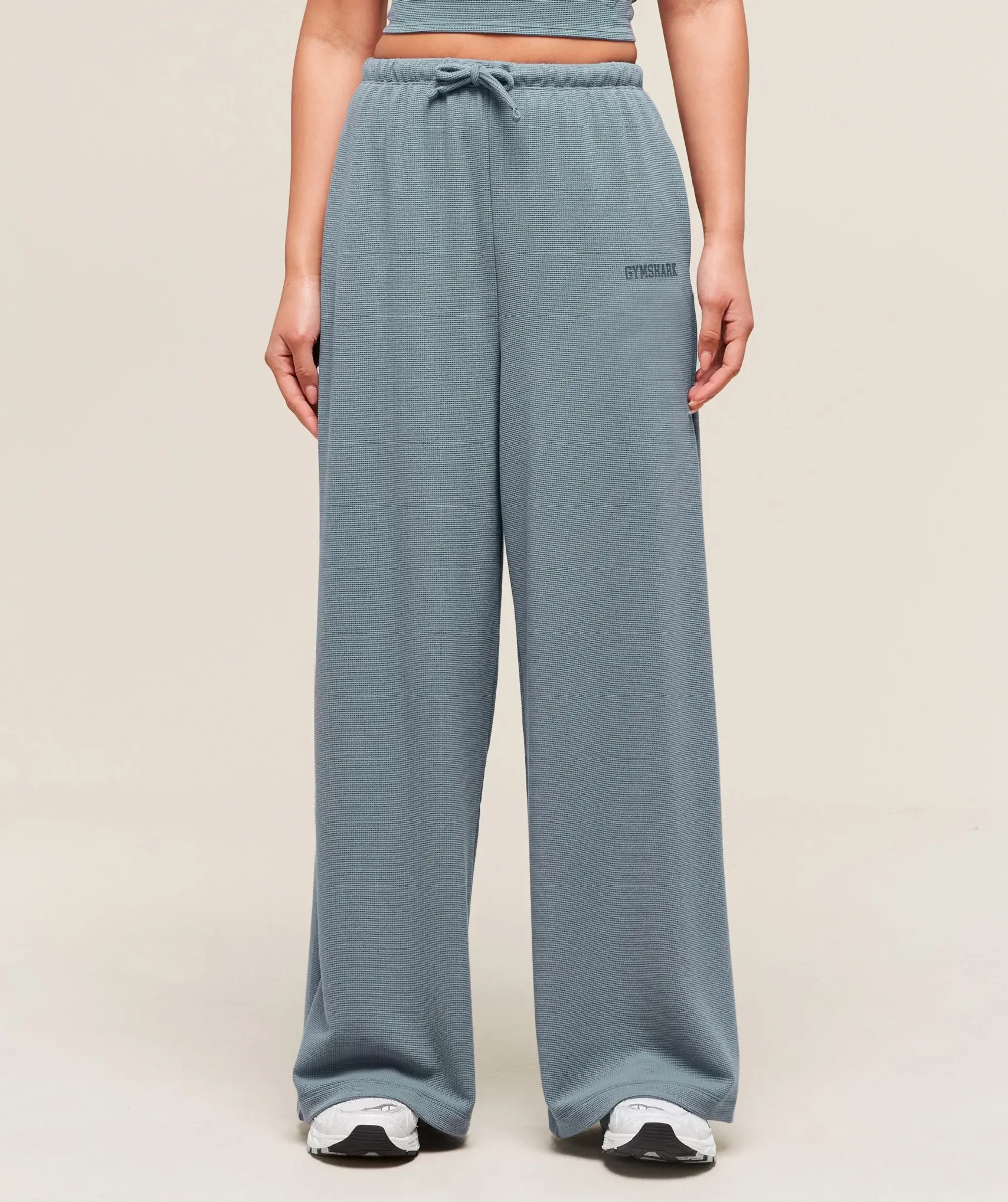  Waffle Wide Leg Pants - Iron Blue