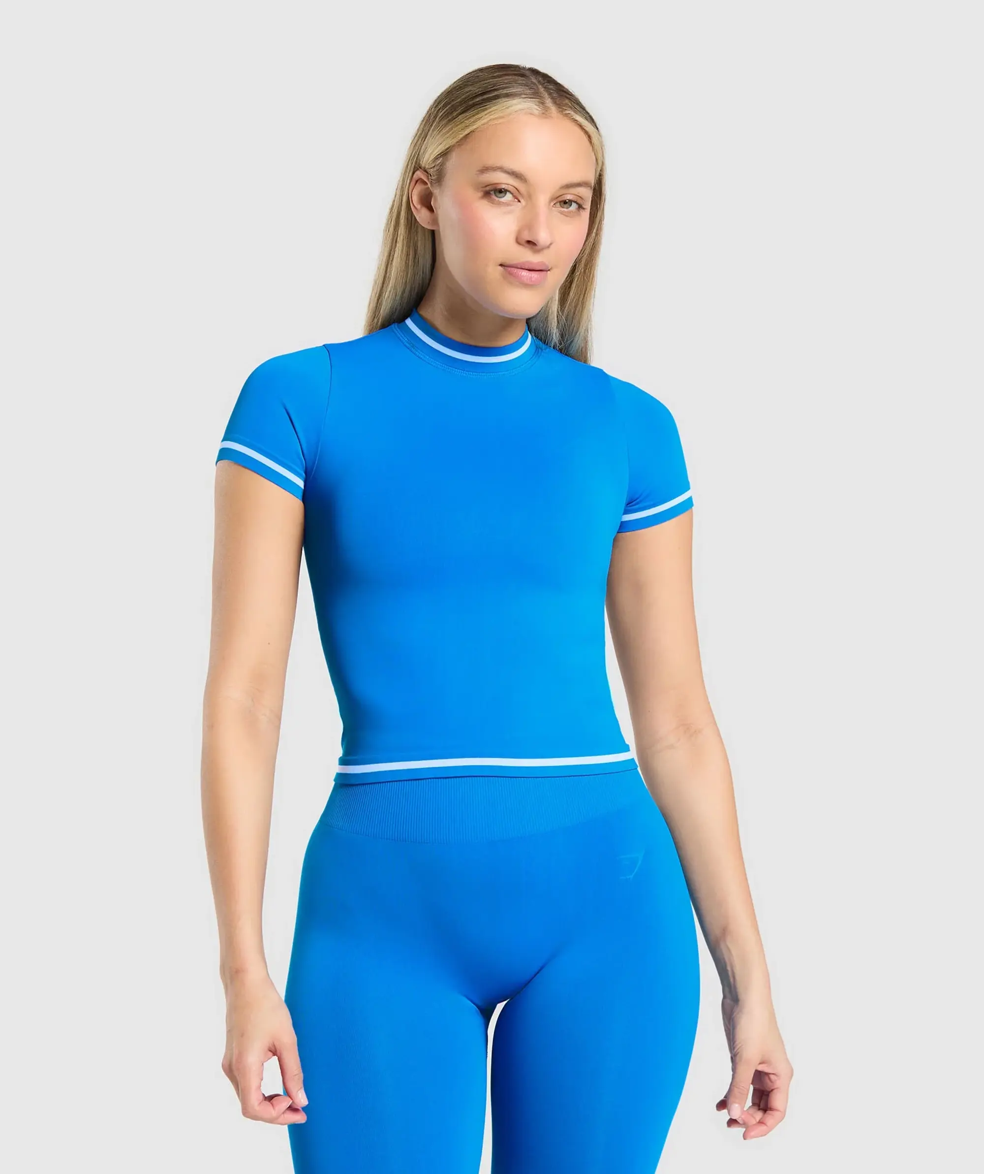  Contrast Seamless T-Shirt - Barbell Blue