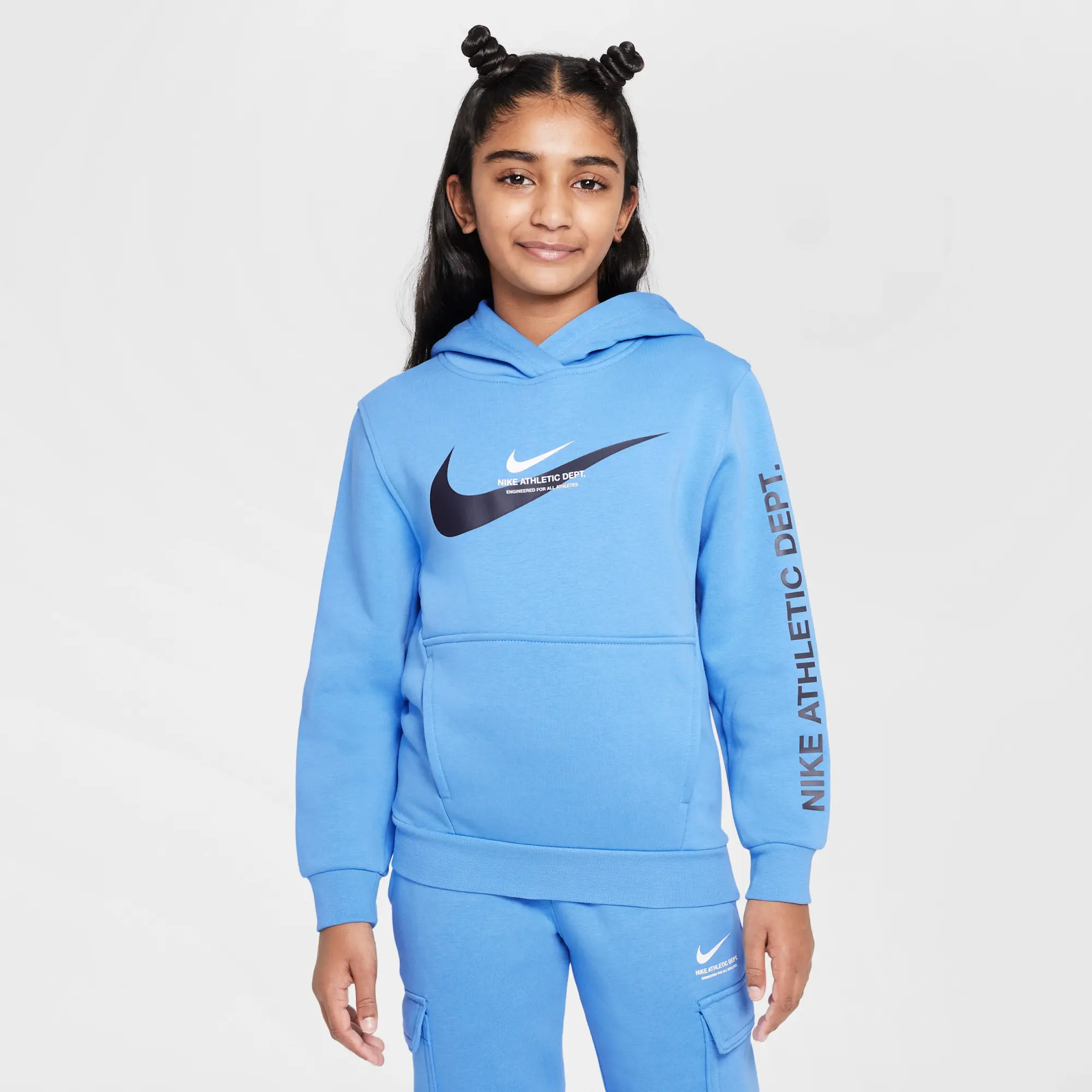 Nike Sportswear Older Kids' Fleece Pullover Hoodie - Blue - Cotton/Polyester