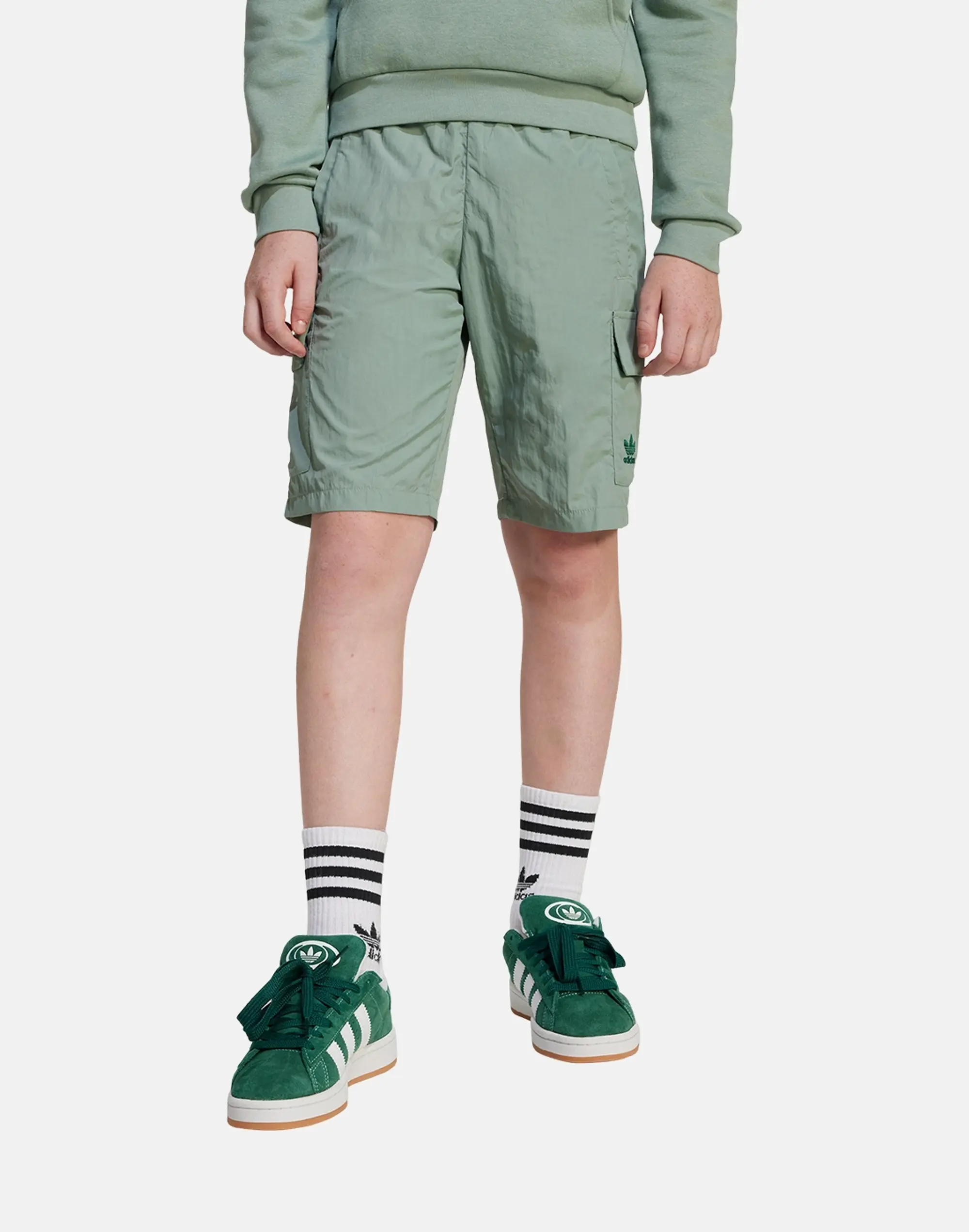 Adidas Originals Older Kids Cargo Shorts in Green 