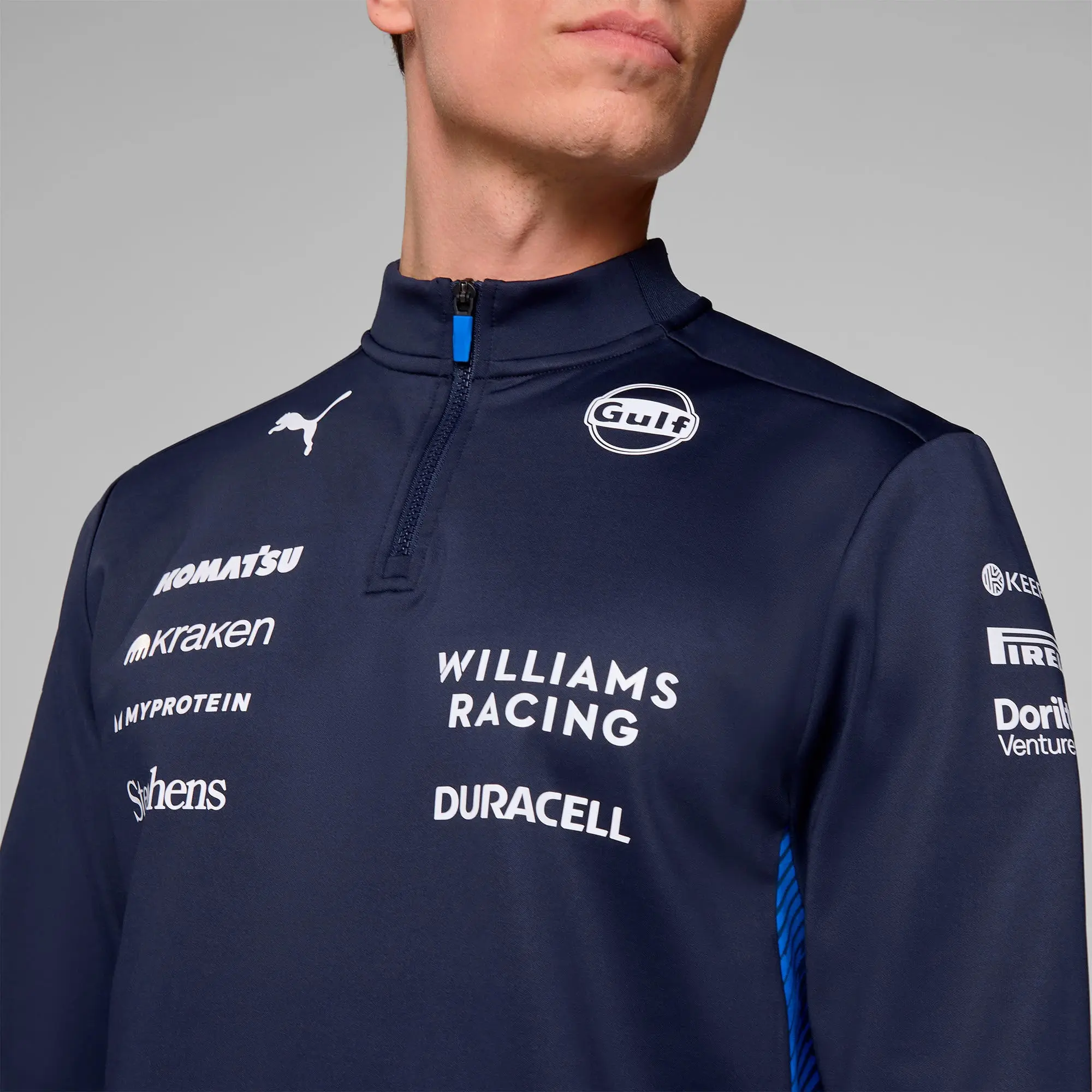 PUMA Williams Racing 2025 Replica 1/4 Zip Top Shirt Men, Dark Blue, size 3XL