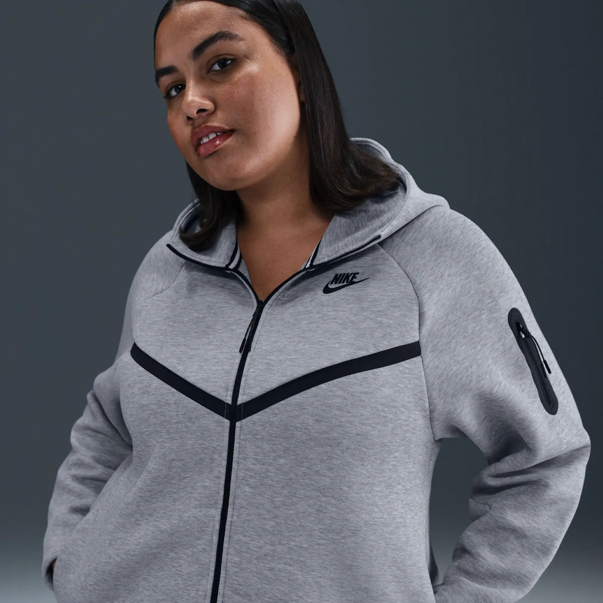 Nike Sportswear Tech Fleece Windrunner Women's Full-Zip Hoodie - Grey - Sustainable Materials