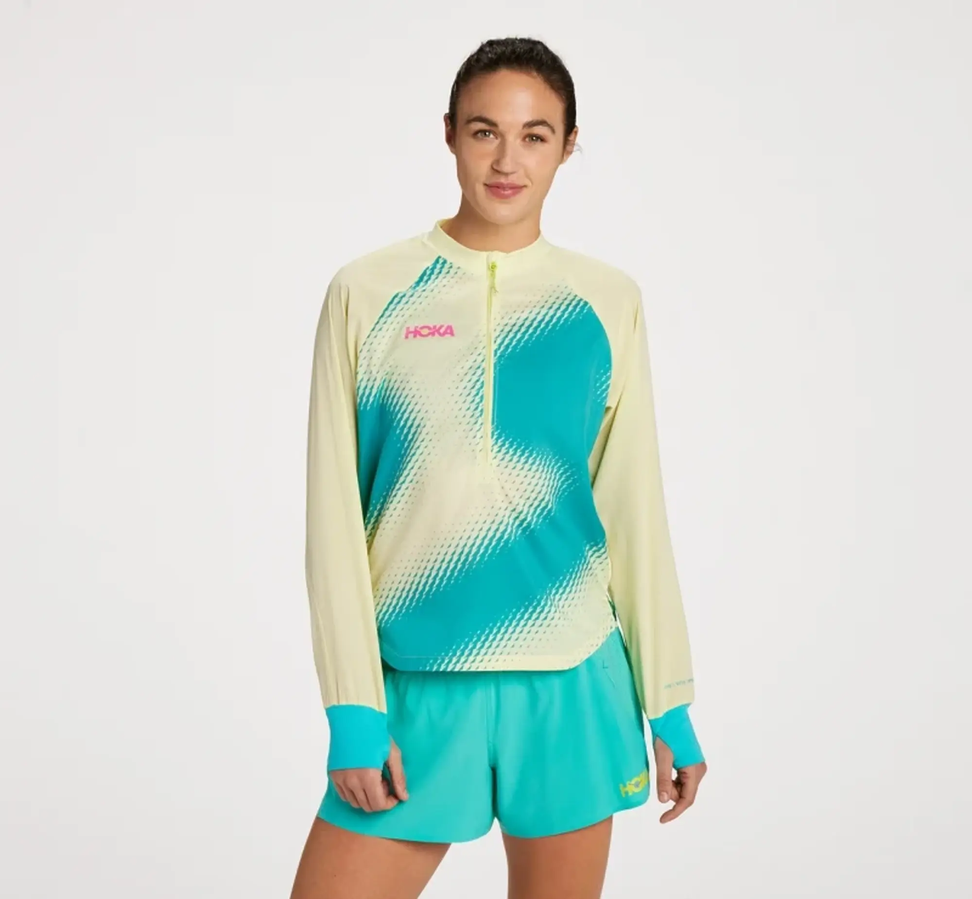 Hoka Women's 1/2 Zip Wind Shell Jacket In Luminary Green