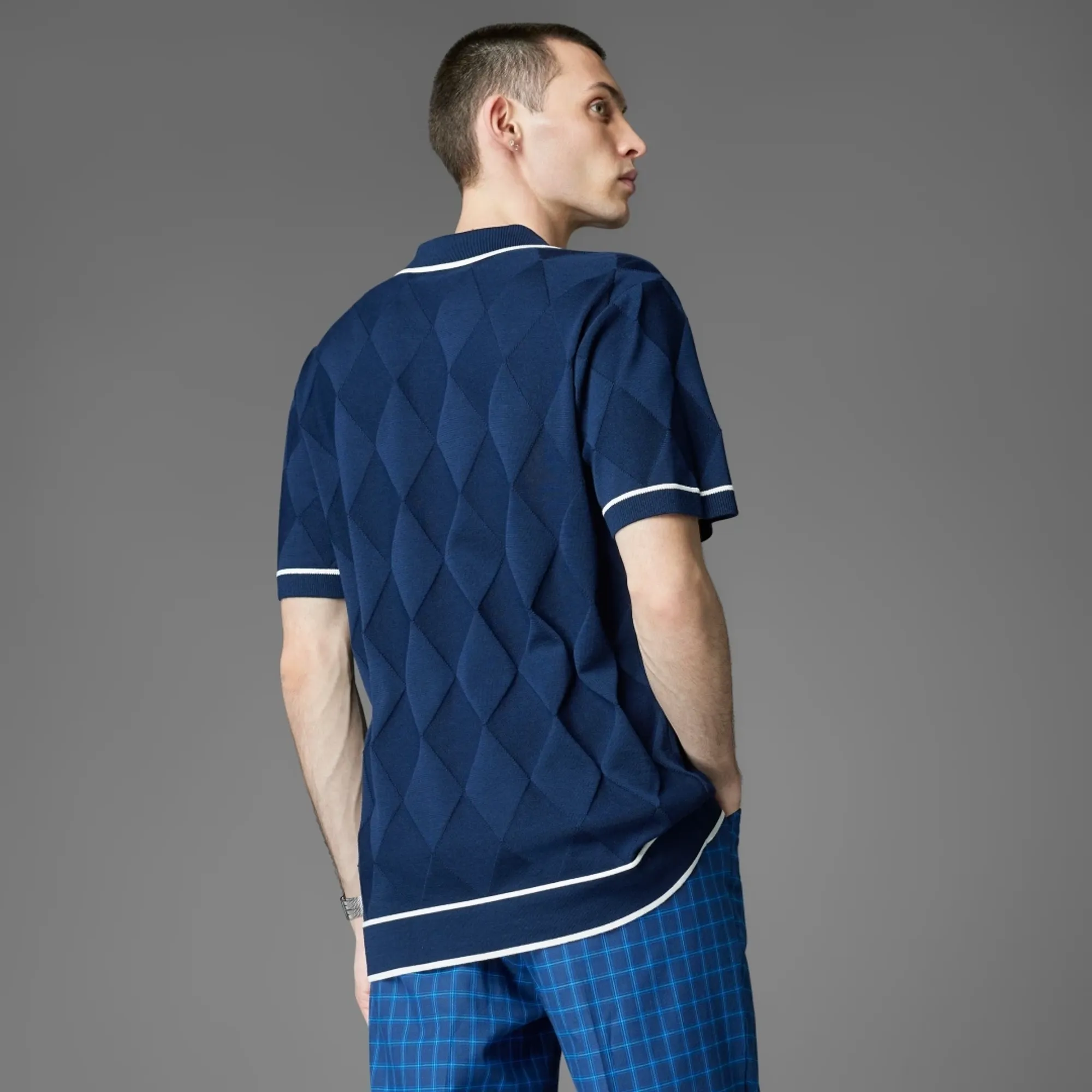 トップス house on the hill Tee (Argyle) 90 adidas Originals Argyle Knit Polo Shirt | JC6760 | FOOTY.COM