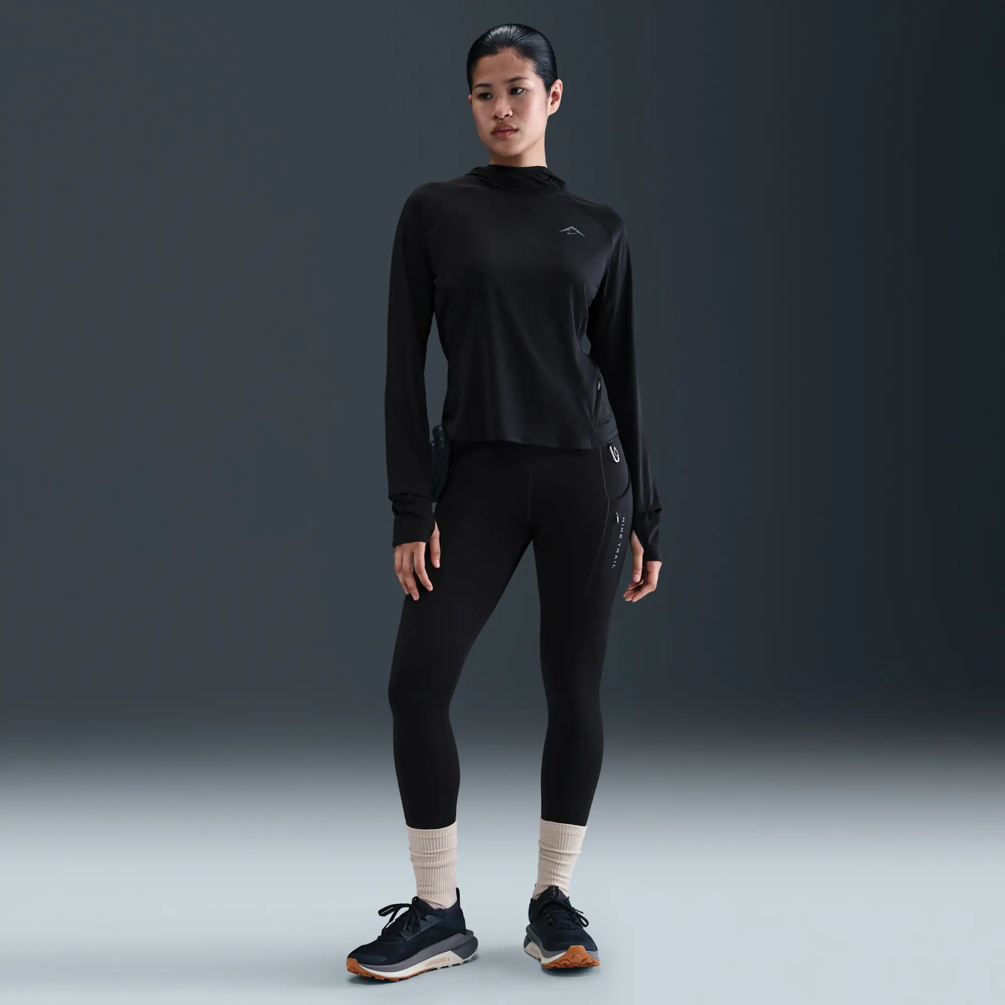 Nike Trail Women's UV Protection Hooded Mid Layer - Black - Sustainable Materials