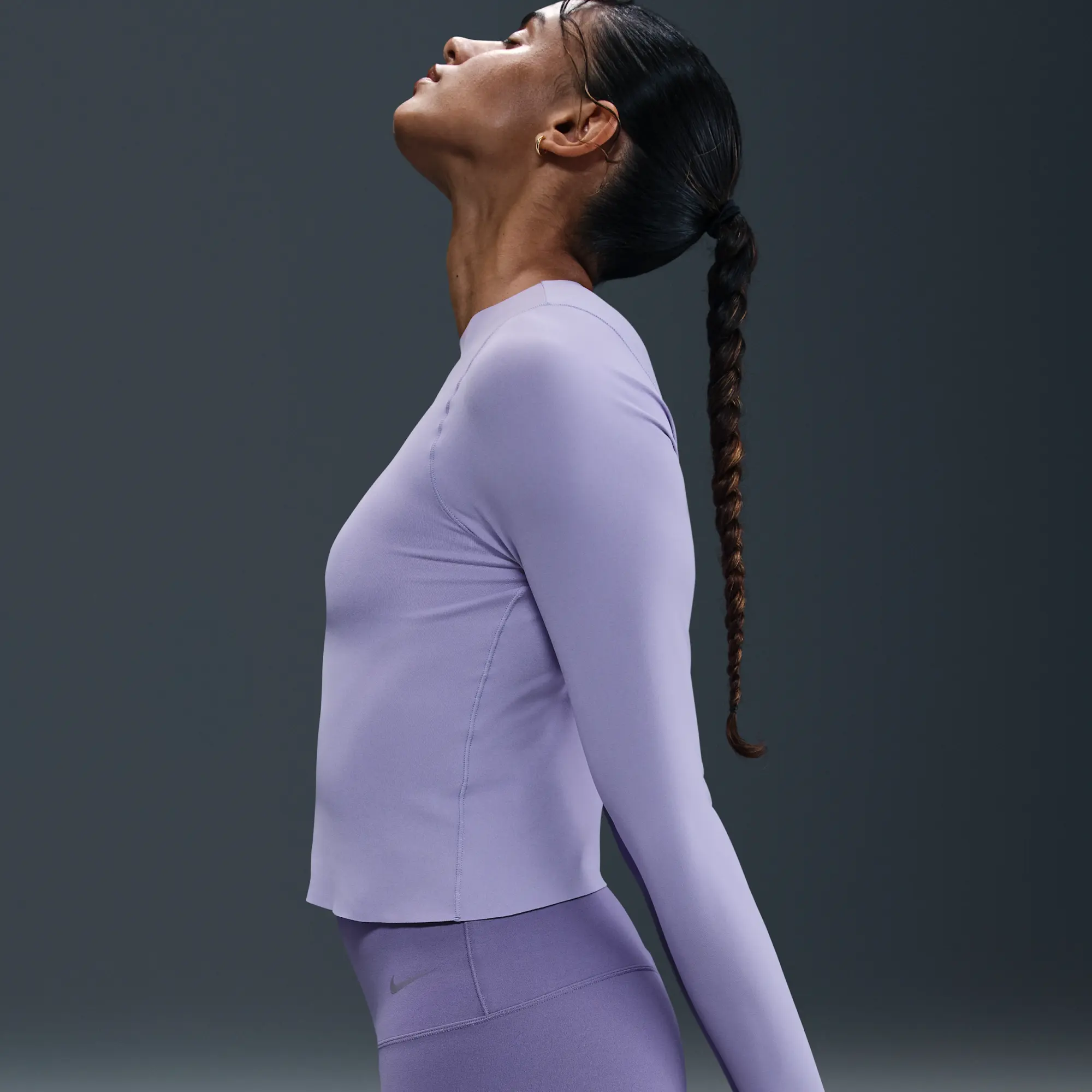 Nike Zenvy Women's Dri-FIT Long-Sleeve Top - Purple - Recycled Nylon Minimum