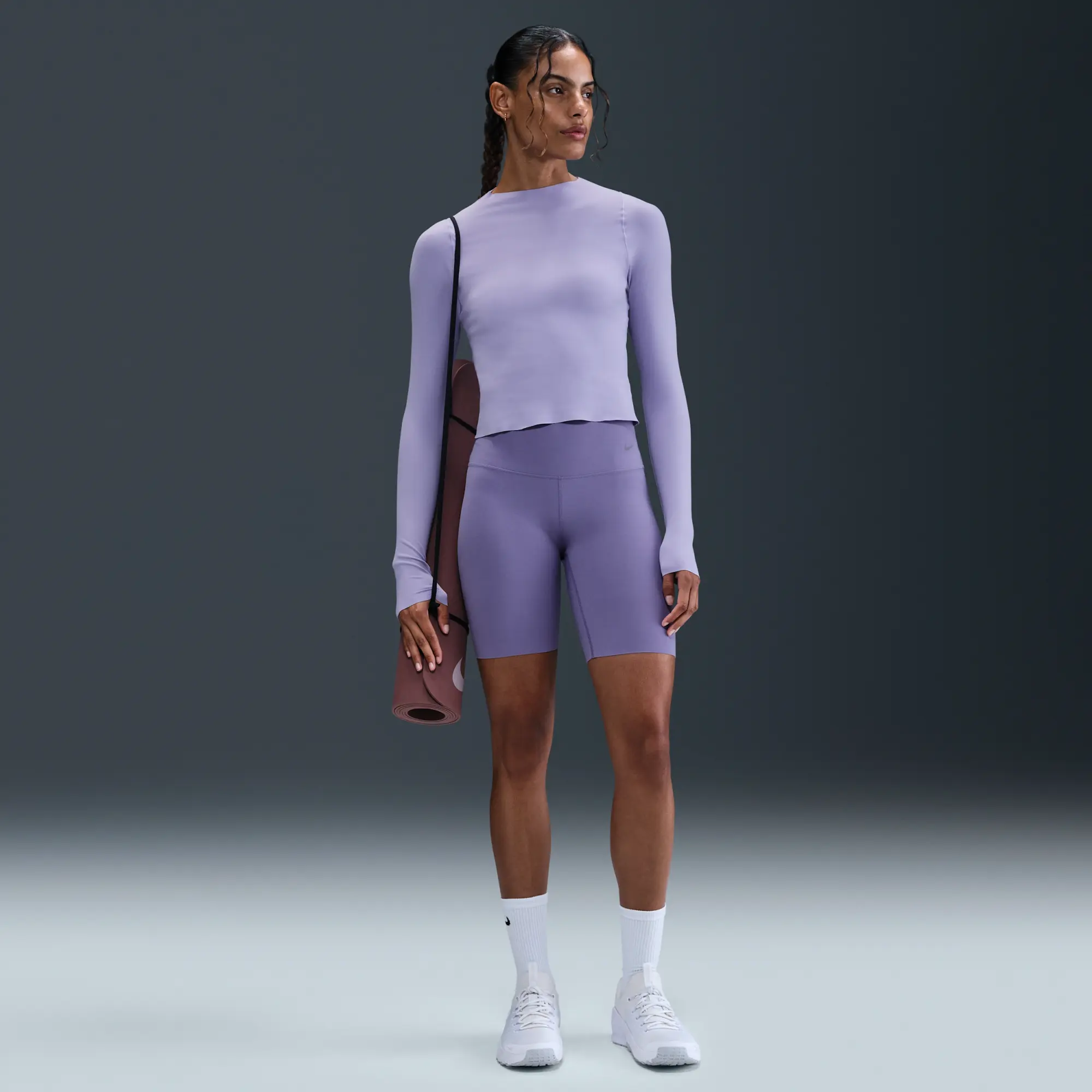 Nike Zenvy Women's Dri-FIT Long-Sleeve Top - Purple - Recycled Nylon Minimum