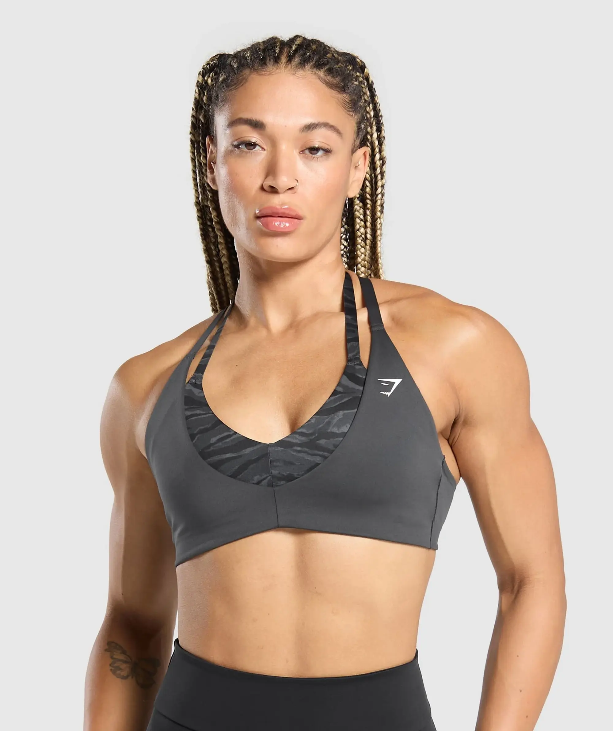  Power x T Back Sports Bra - Asphalt Grey/Onyx Grey