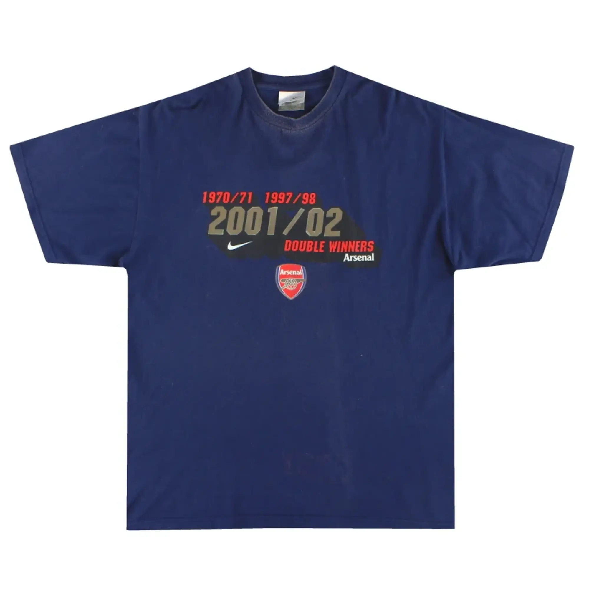 2001-02 Arsenal Nike 'Double Winners' Graphic Tee L - Arsenal / Excellent / Large