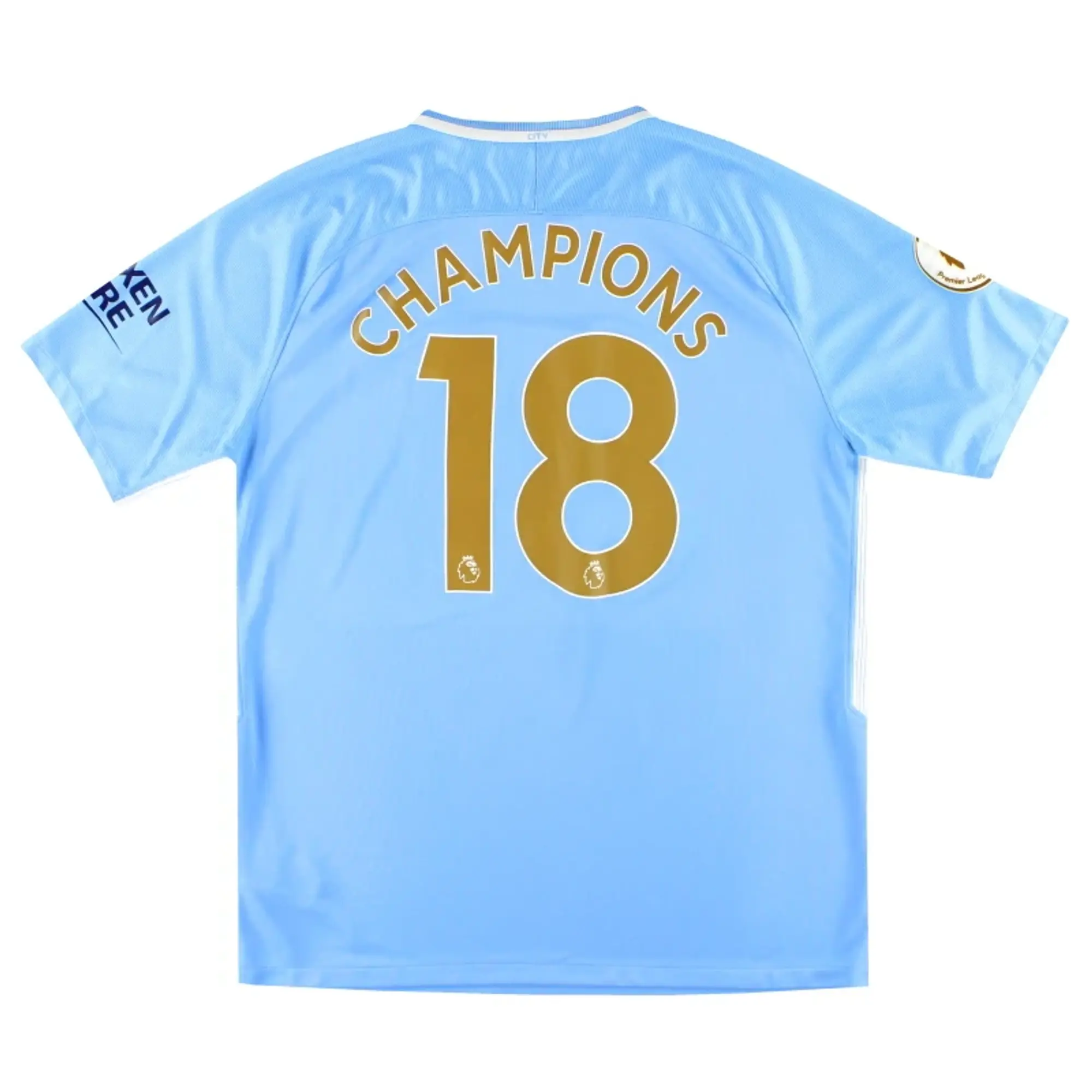 2017-18 Manchester City Nike Home Shirt Champions #18 XL - Manchester City / Excellent / XL
