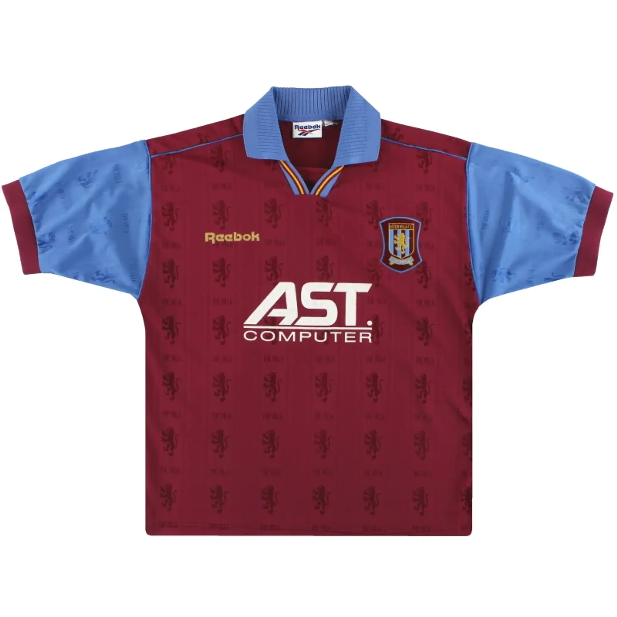 1995-97 Aston Villa Reebok Home Shirt S - Aston Villa / Excellent / Small