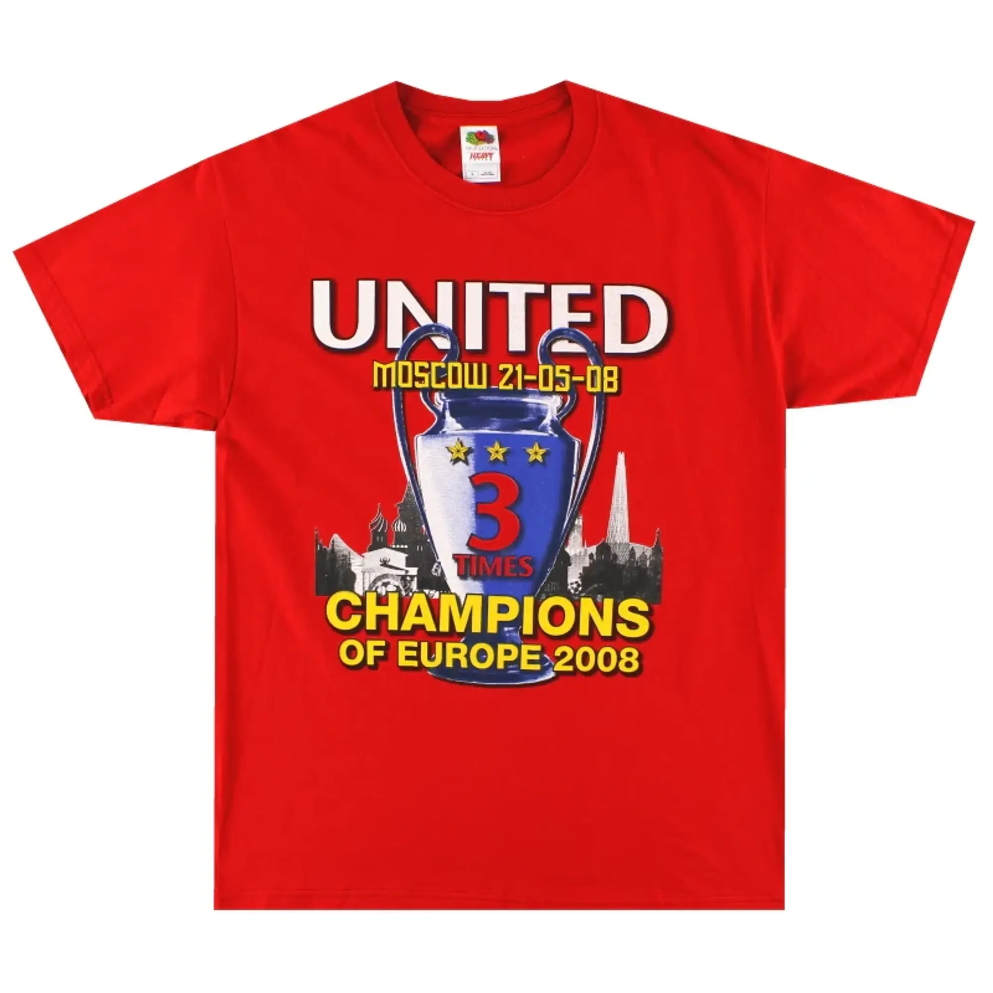 2008 Manchester United 'CL 3 Times' Graphic Tee *As New* L - Manchester United / As New / Large