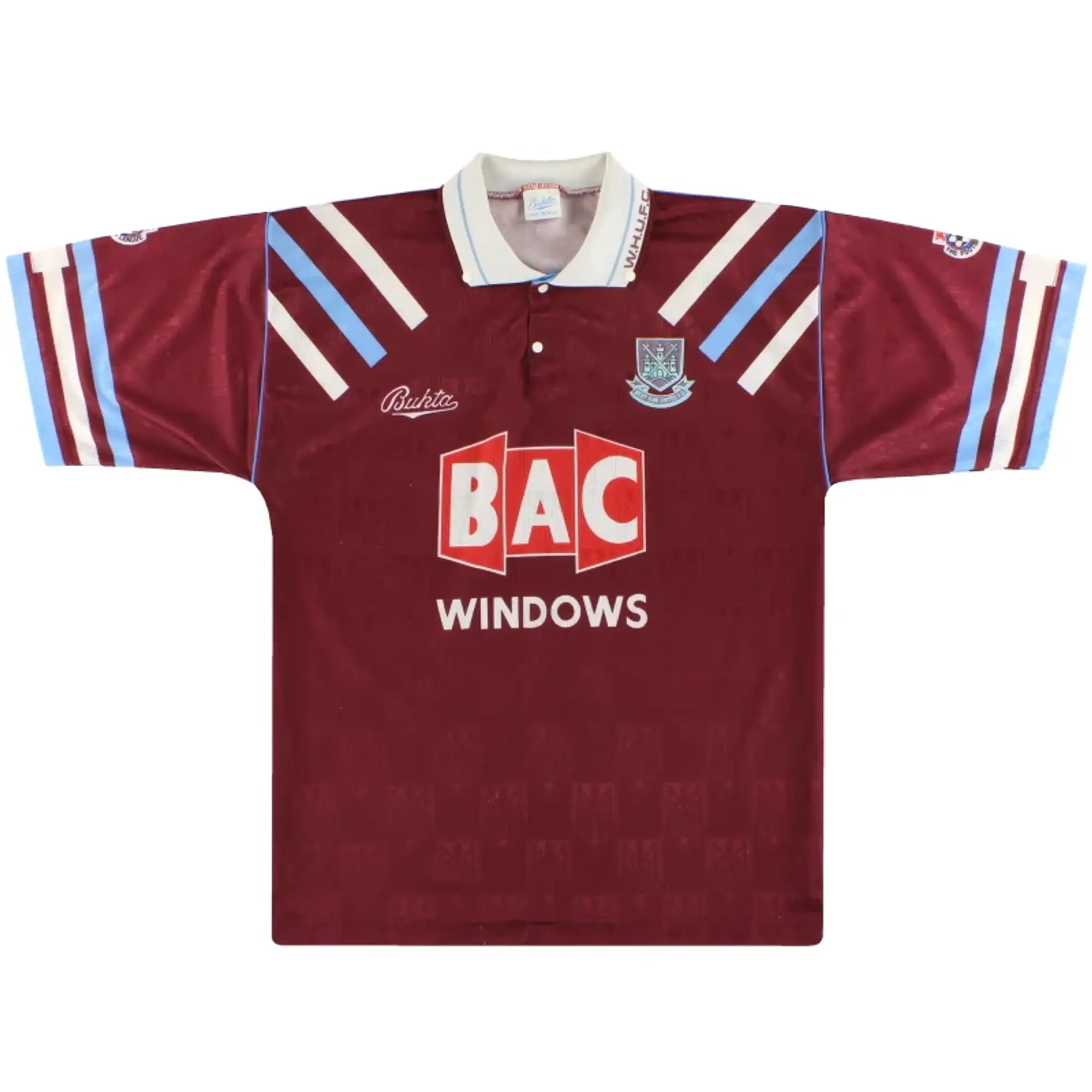 1991-92 West Ham Bukta Home Shirt L - West Ham / Excellent / Large