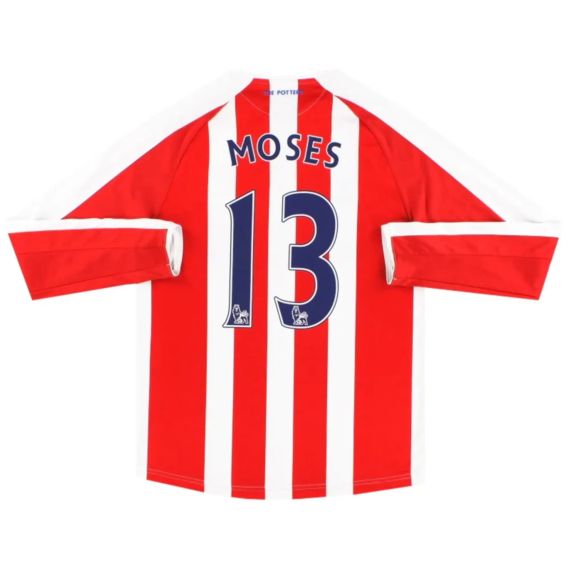 2014-15 Stoke City Warrior Home Shirt L/S Moses #13 S - Stoke City / Excellent / Small
