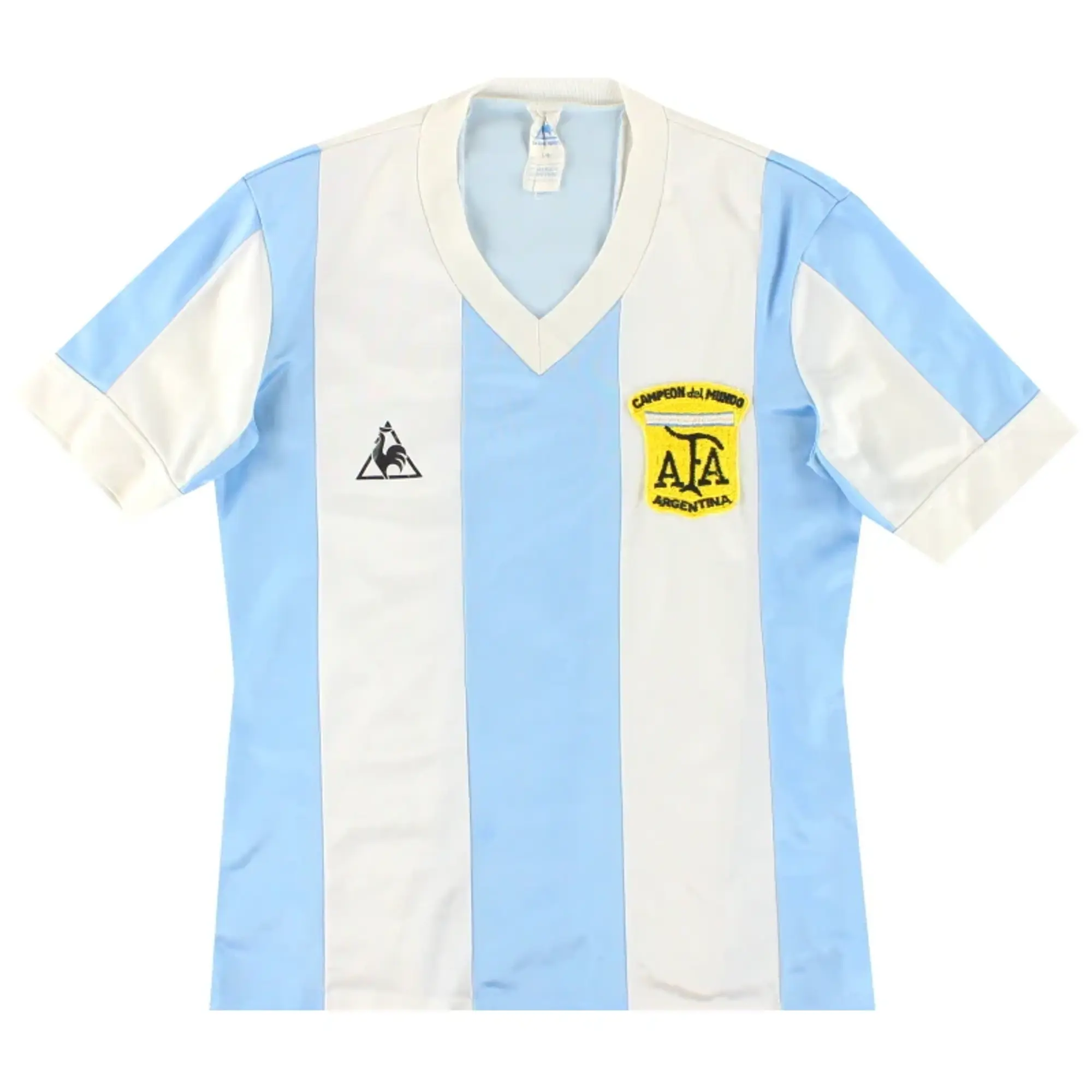 1984-86 Argentina Le Coq Sportif 'Campeon Mundial' Home Shirt *Mint* L.Boys - Argentina / Mint / Youth