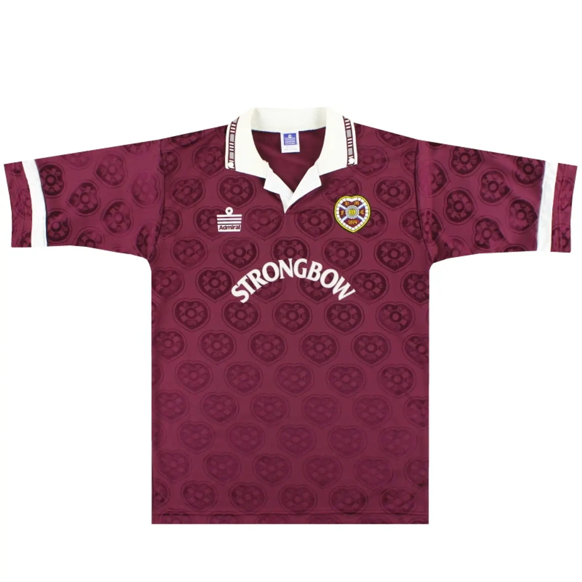 1992-93 Hearts Admiral Home Shirt *Mint* M - Hearts / Mint / Medium