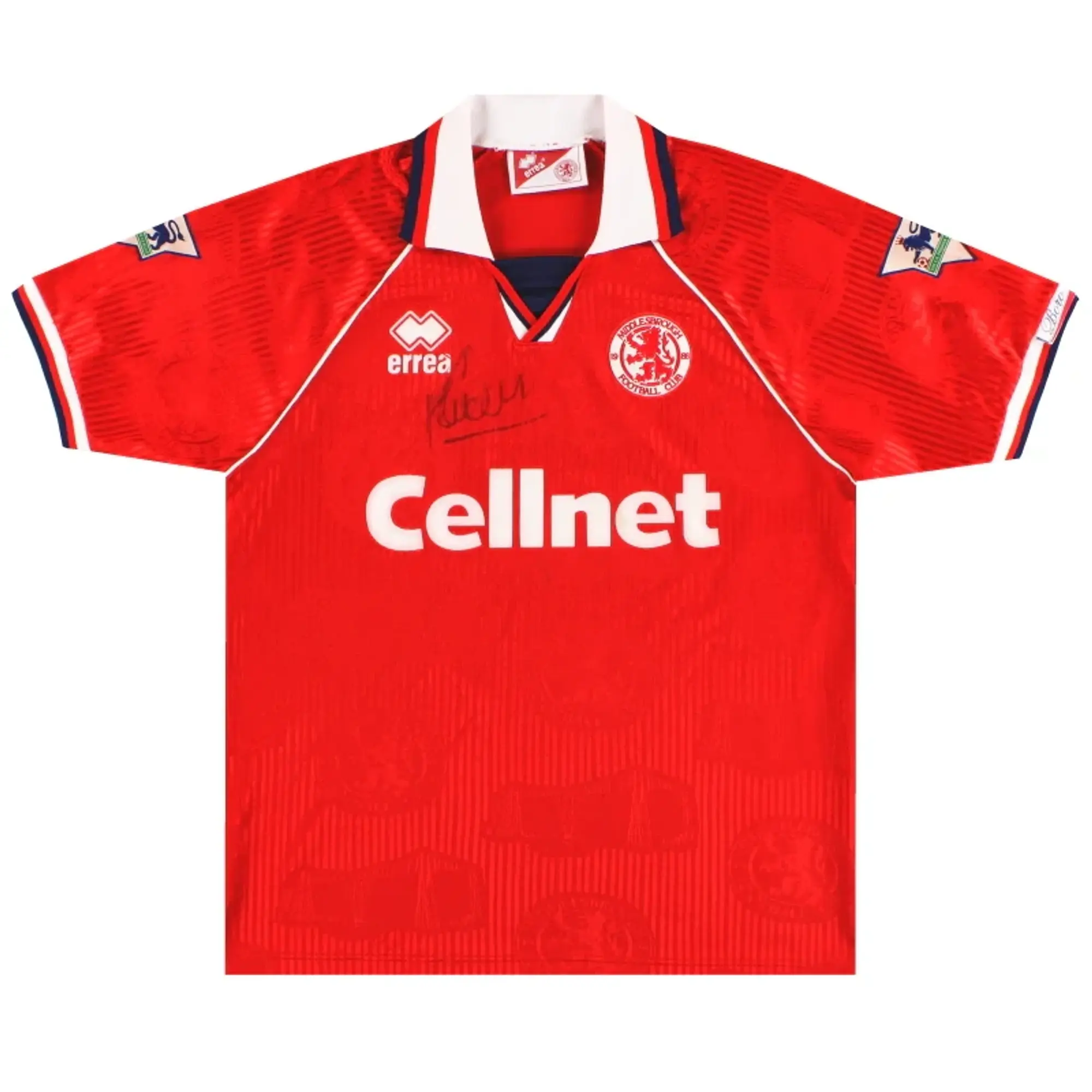 1995-96 Middlesbrough Errea Signed Home Shirt M - Middlesbrough / Excellent / Medium