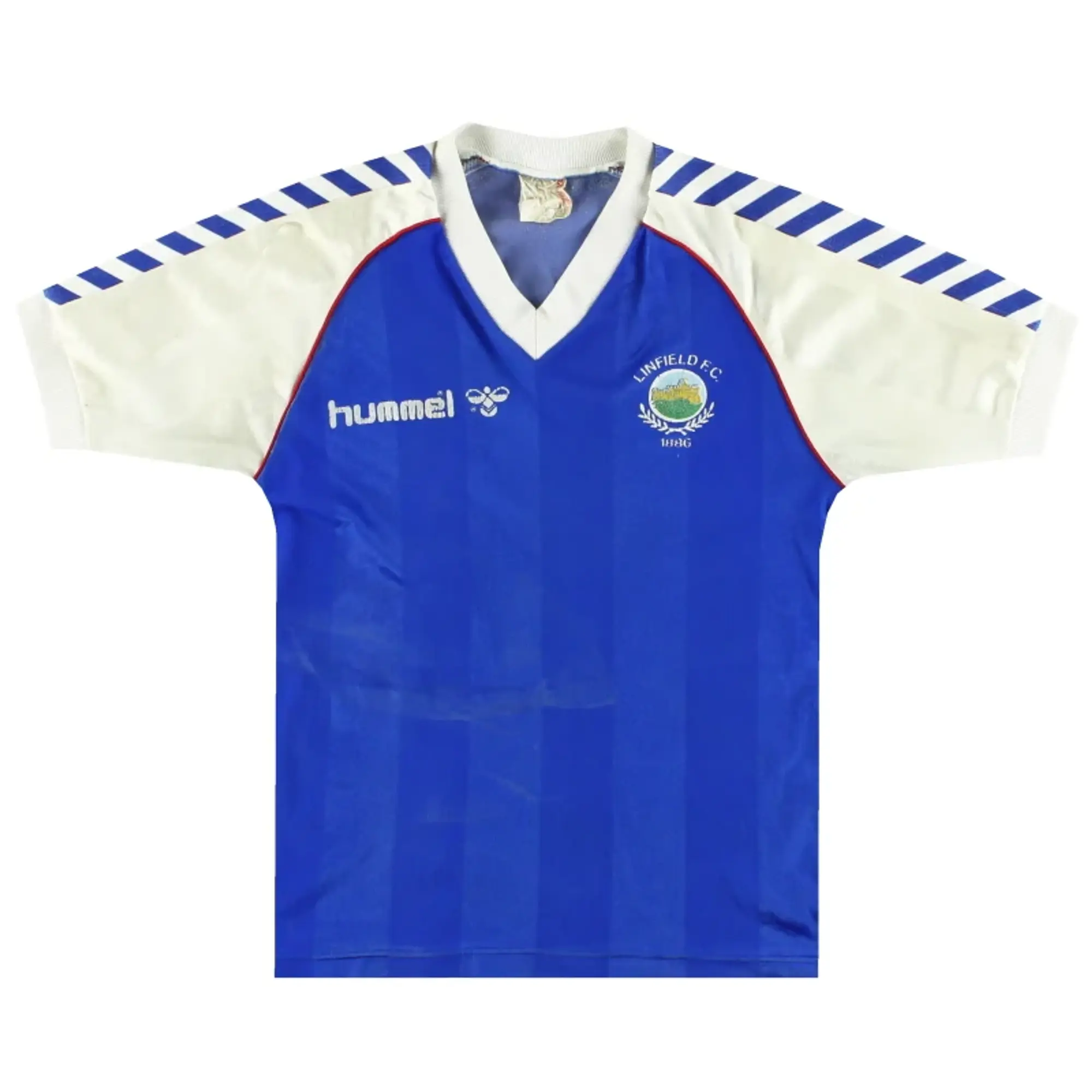 1986-87 Linfield Hummel Home Shirt #9 L.Boys - Irish Clubs / Good / Youth