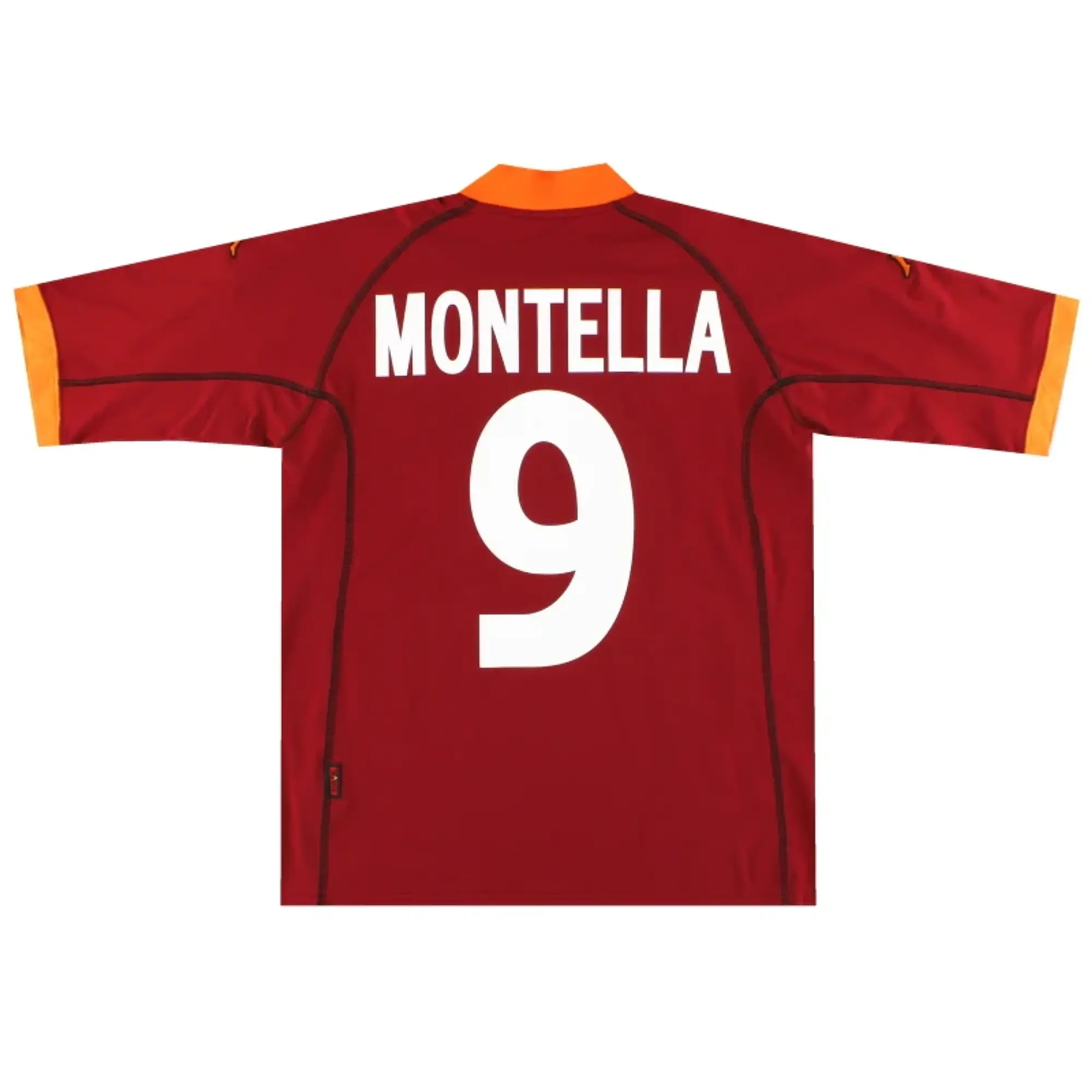 2001-02 Roma Kappa Home Shirt Montella #9 *As New* XXL - Roma / As New / XXL