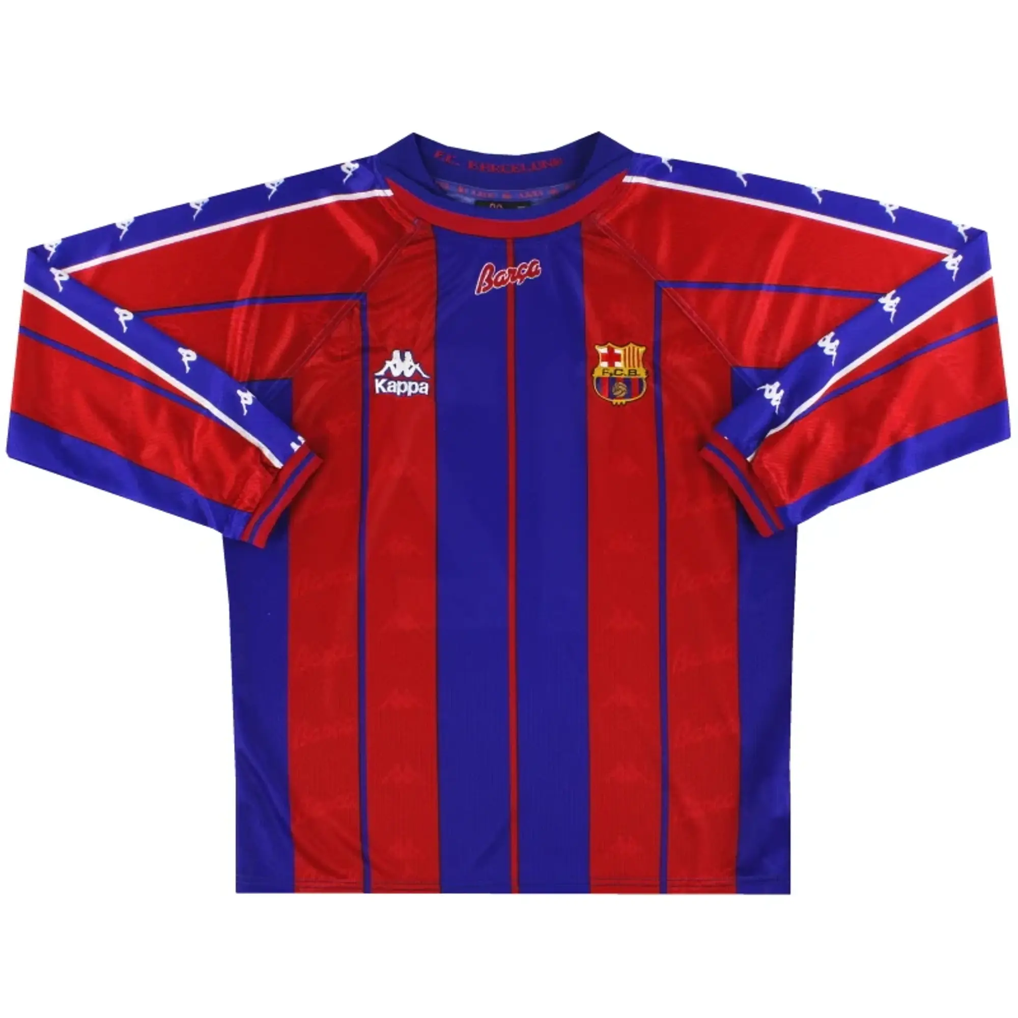1997-98 Barcelona Kappa Match Issue Home Shirt L/S #12 S - Barcelona / Excellent / Small