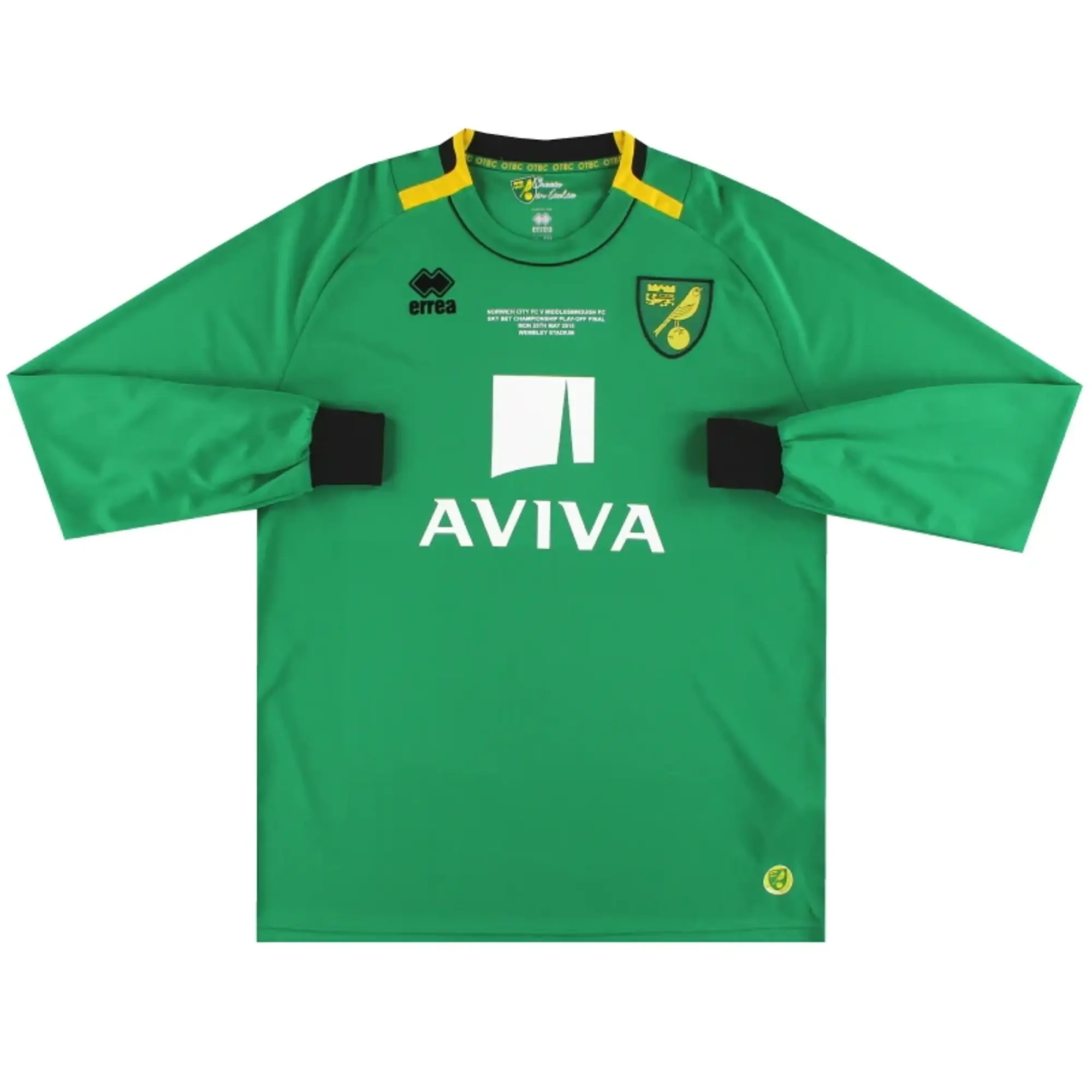 2014-15 Norwich City Errea 'Play-Off' Goalkeeper Shirt L/S 4XL - Norwich City / Excellent / 4XL