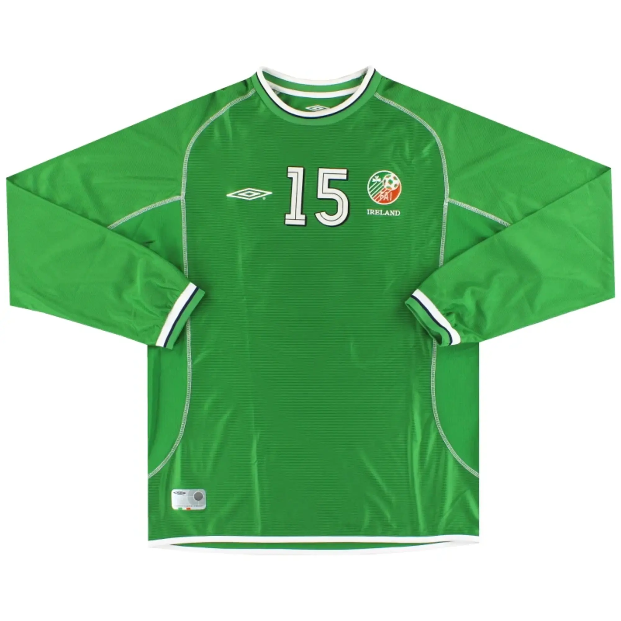 2001-02 Ireland Umnro Match Issue Home Shirt #15 L/S XL - Ireland / Excellent / XL