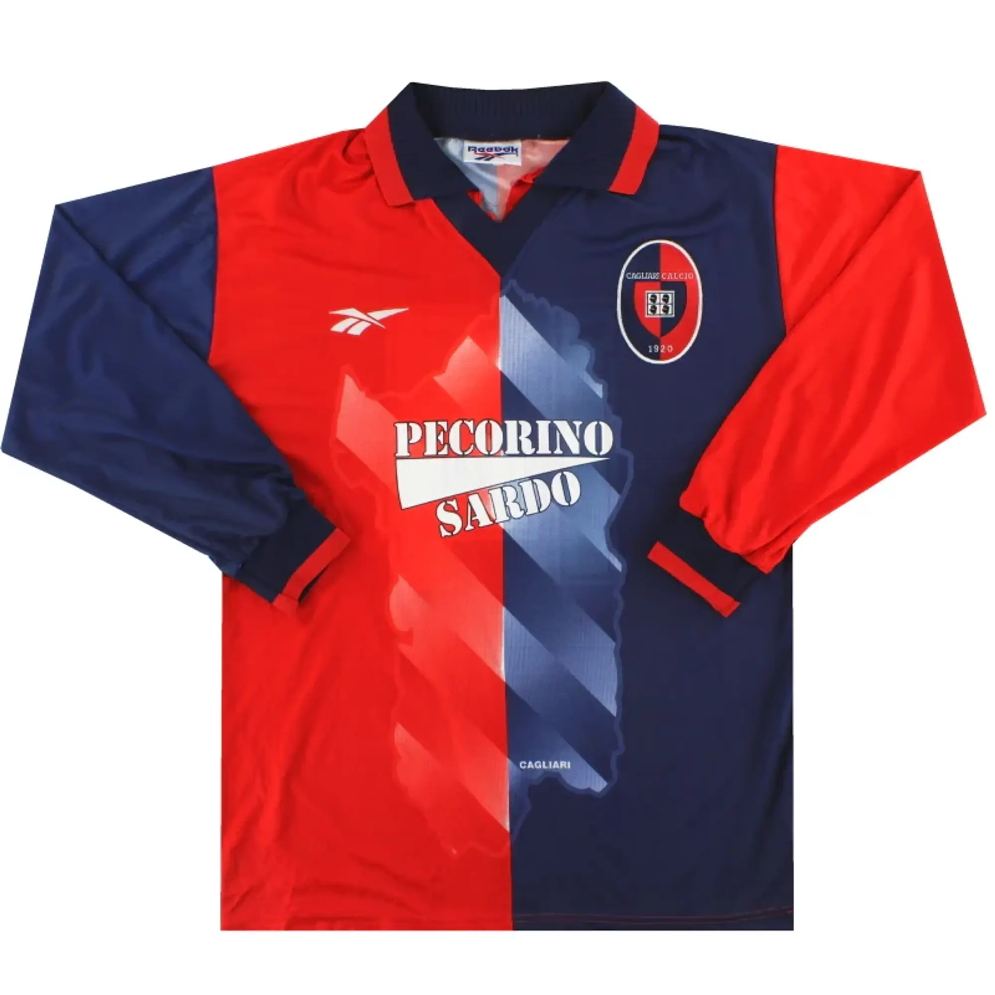 1997-98 Cagliari Reebok Player Issue Home Shirt #16 L/S M - Other Italian Clubs / Excellent / Medium