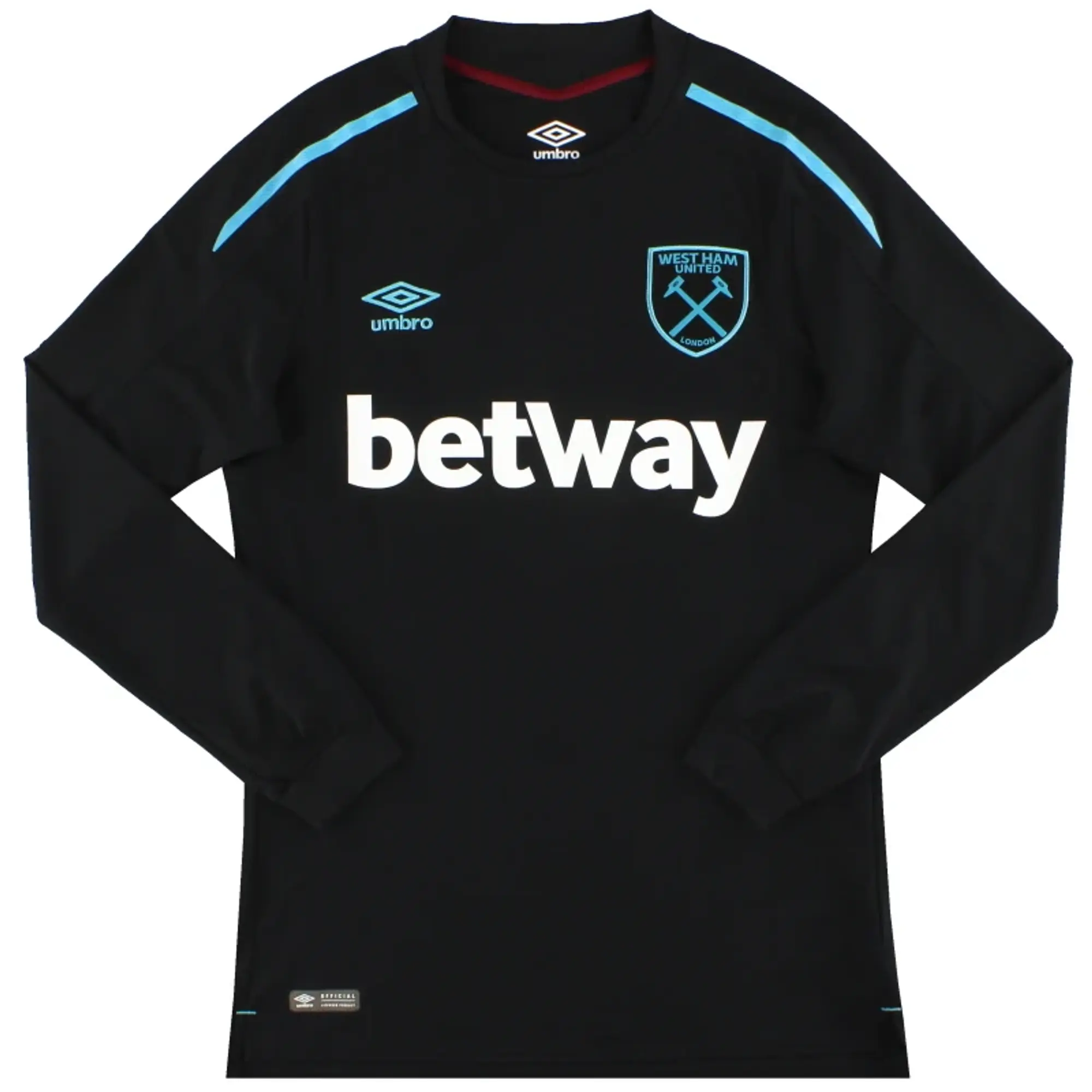 2017-18 West Ham Umbro Away Shirt L/S *Mint* S - West Ham / Mint / Small