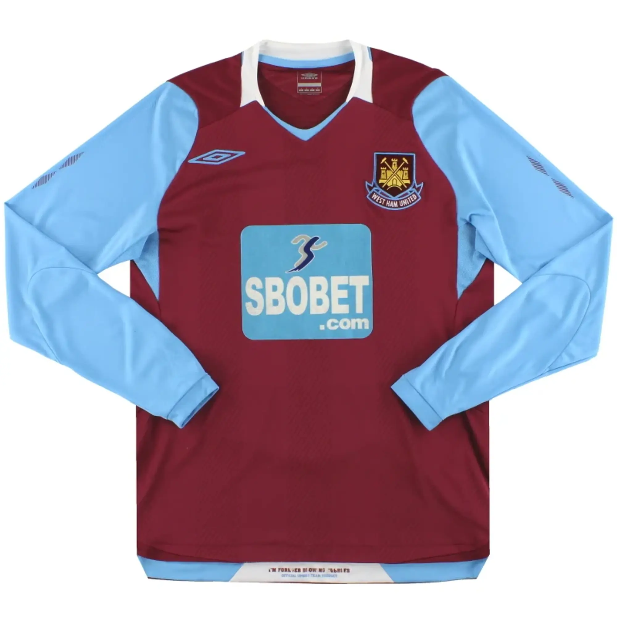 2008-09 West Ham Umbro Home Shirt L/S S - West Ham / Excellent / Small