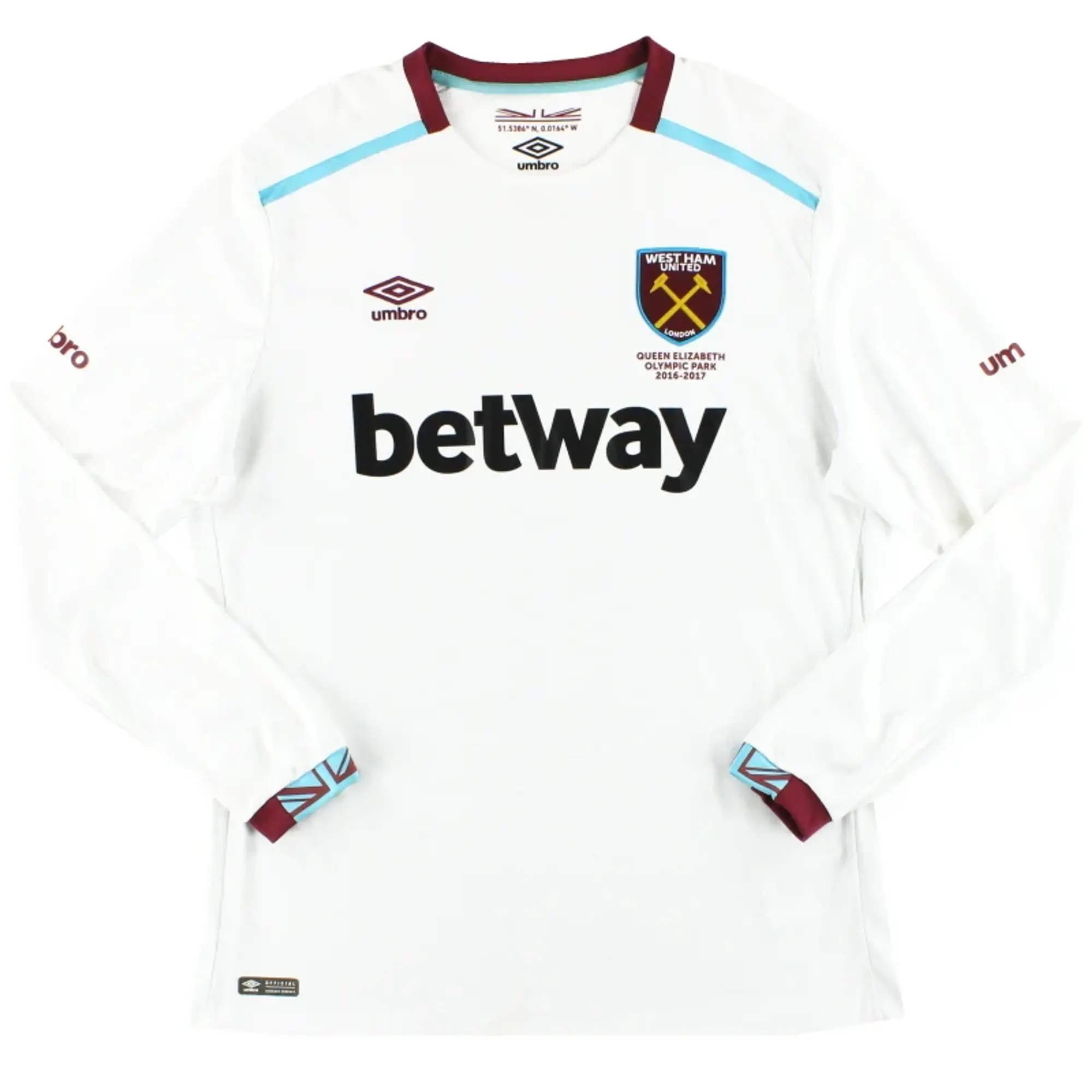 2016-17 West Ham Umbro Away Shirt L/S XL - West Ham / Very Good / XL