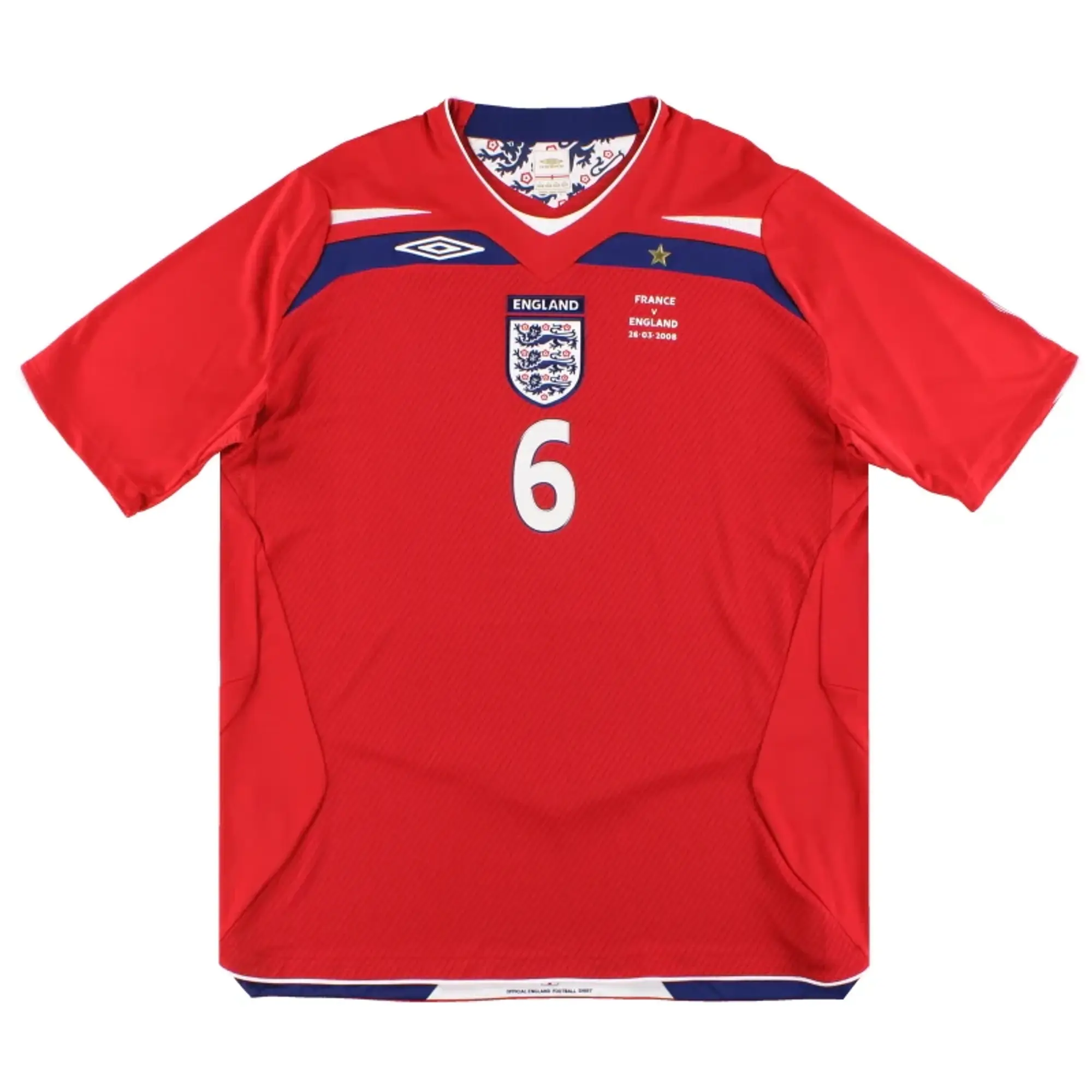 2008 England 'v France' Match Issue Umbro Away Shirt Terry #6 XL - England / Excellent / XL