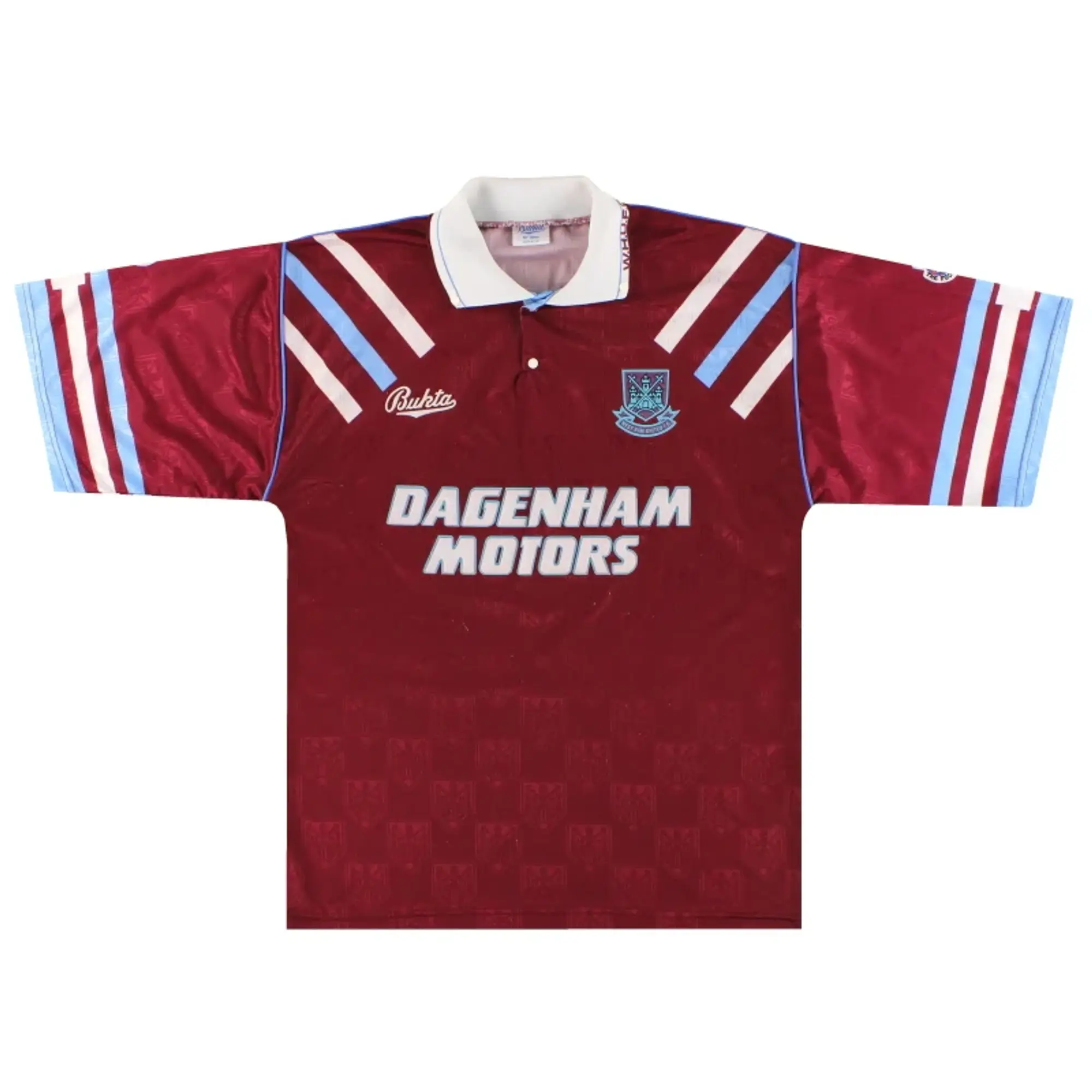 1992-93 West Ham Bukta Home Shirt L - West Ham / Excellent / Large