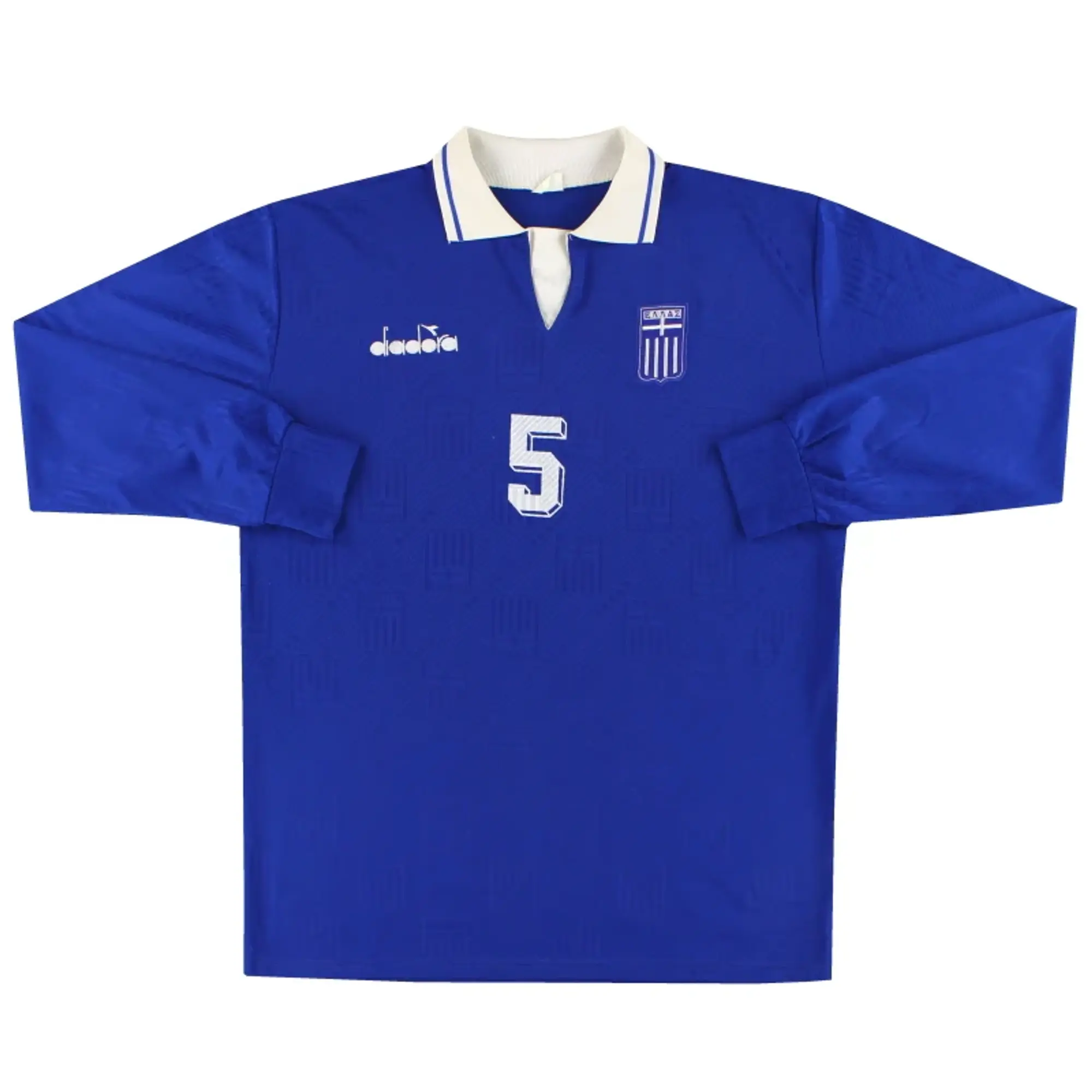 1994-95 Greece Diadora Match Issue Home Shirt L/S #5 XL - Greece / Excellent / XL