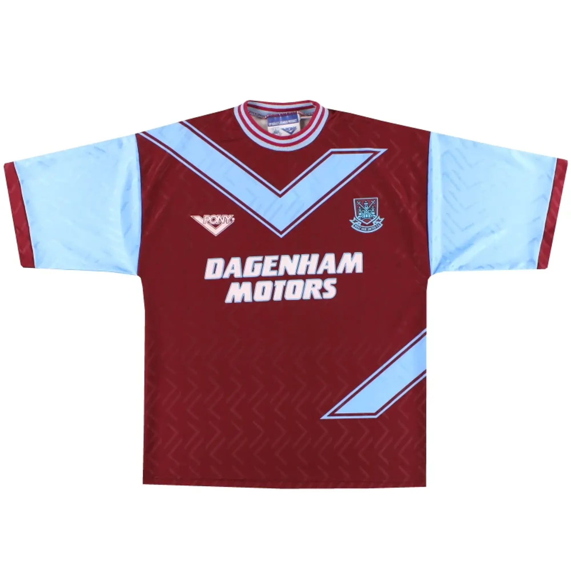 1993-95 West Ham Pony Home Shirt L - West Ham / Excellent / Large