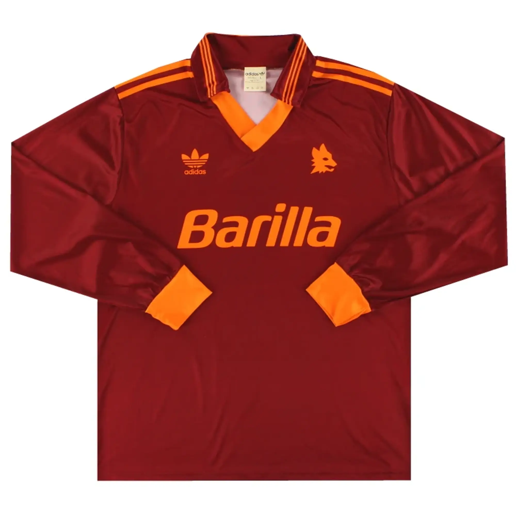 1992-94 Roma adidas Home Shirt L/S L - Roma / Excellent / Large