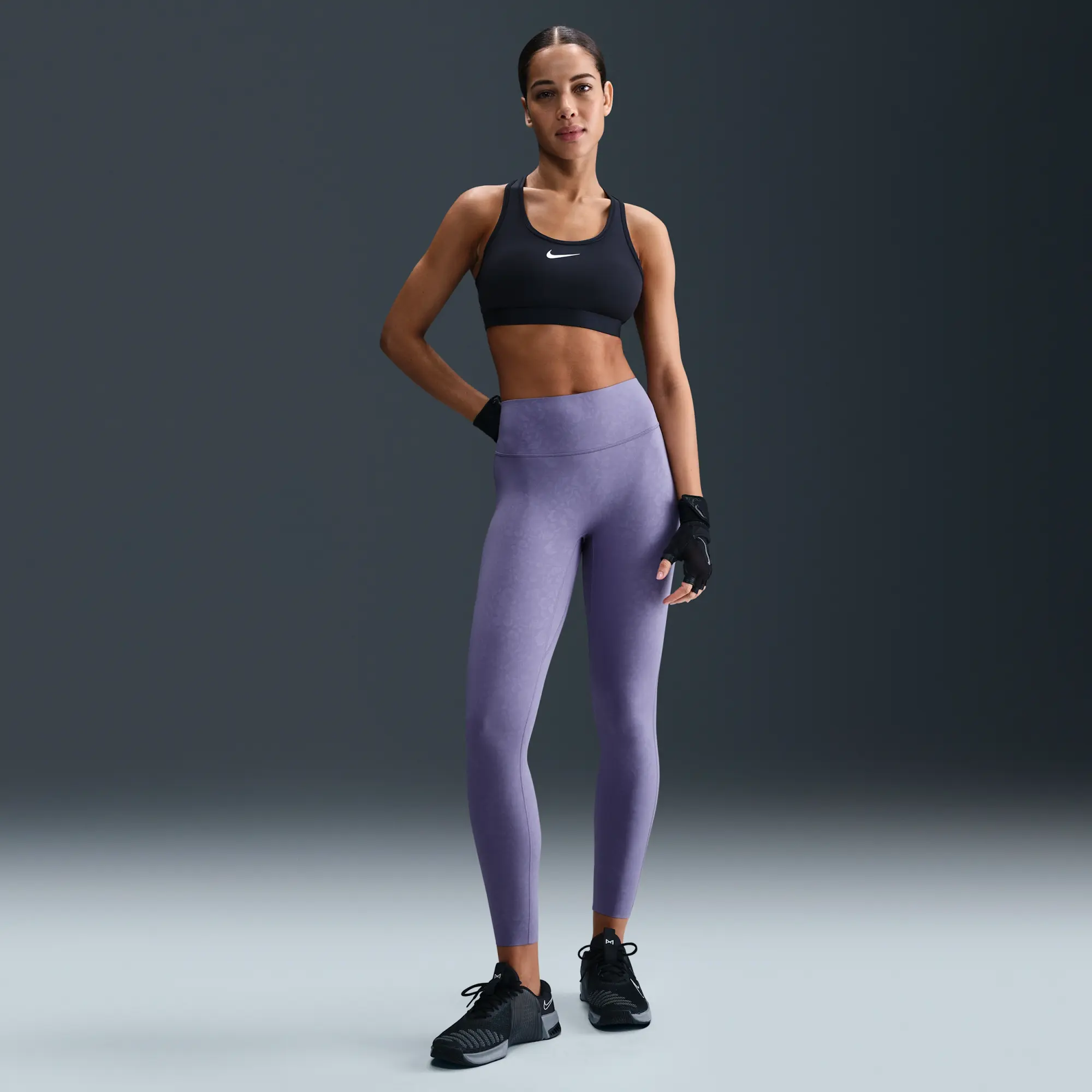 Nike Universa Women's Medium-Support High-Waisted 7/8 Floral Leggings - Purple - Polyester/Elastane
