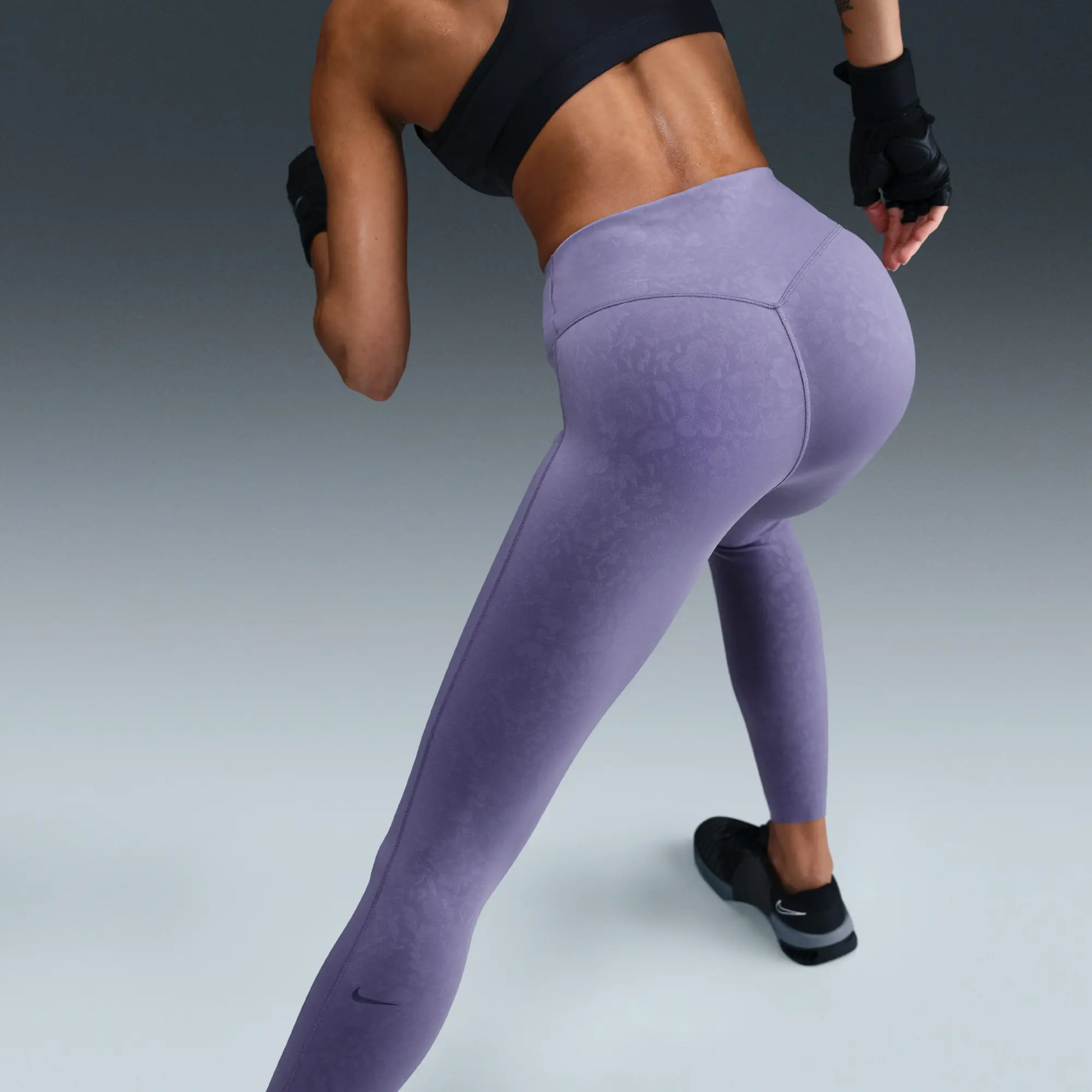 Nike Universa Women's Medium-Support High-Waisted 7/8 Floral Leggings - Purple - Polyester/Elastane
