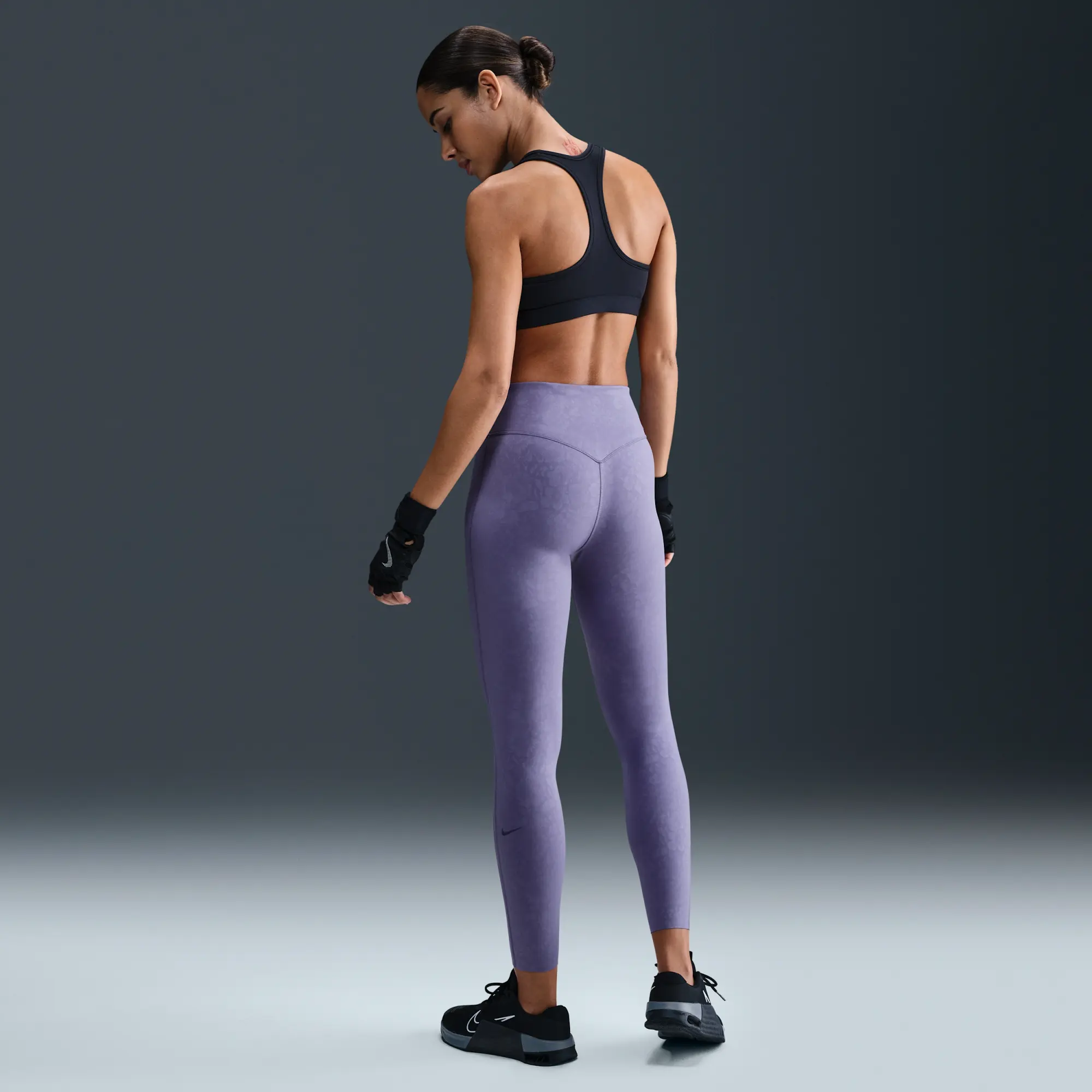 Nike Universa Women's Medium-Support High-Waisted 7/8 Floral Leggings - Purple - Polyester/Elastane
