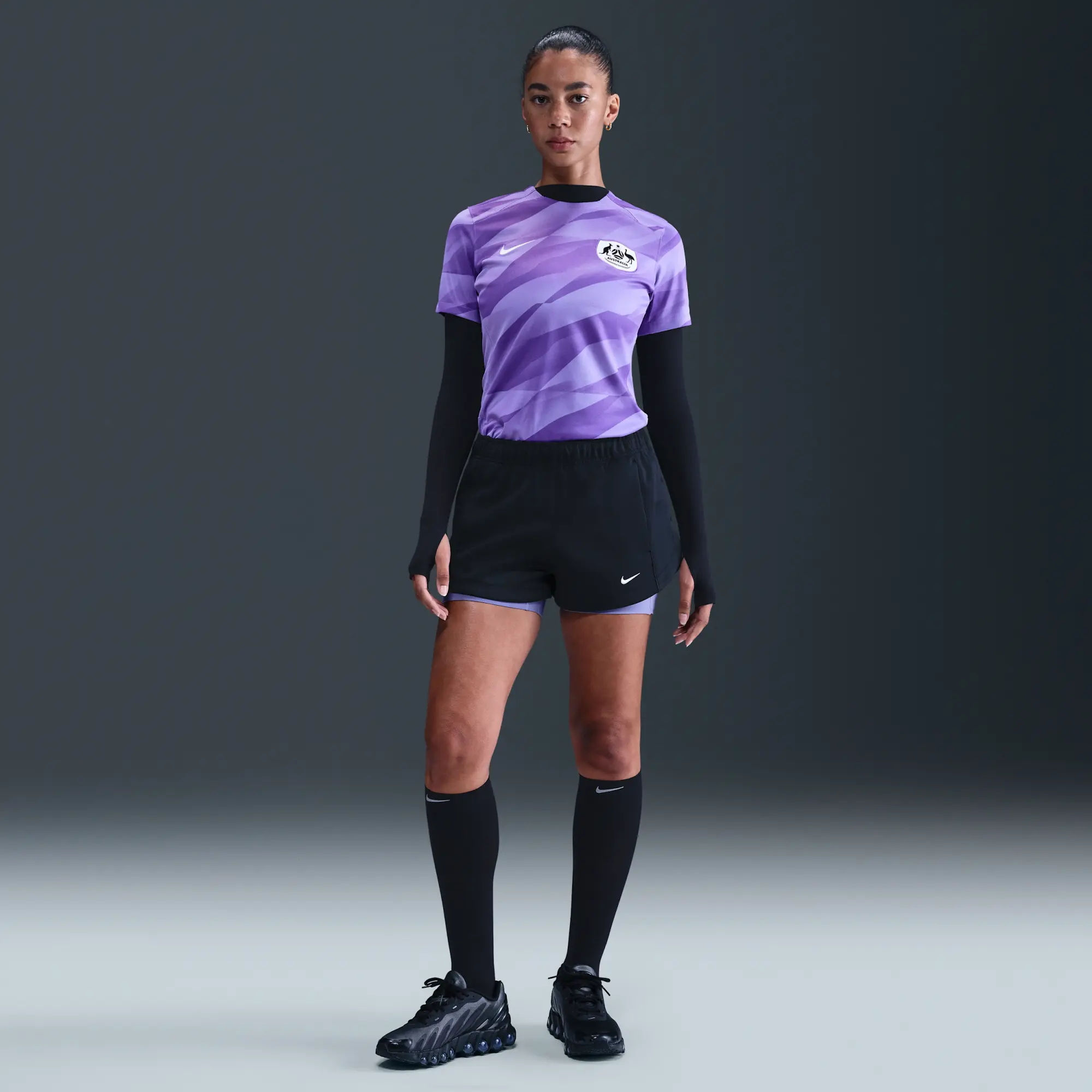 Australia 2024 Stadium Goalkeeper Women's Nike Dri-FIT Football Short-Sleeve Replica Shirt - Purple - Polyester