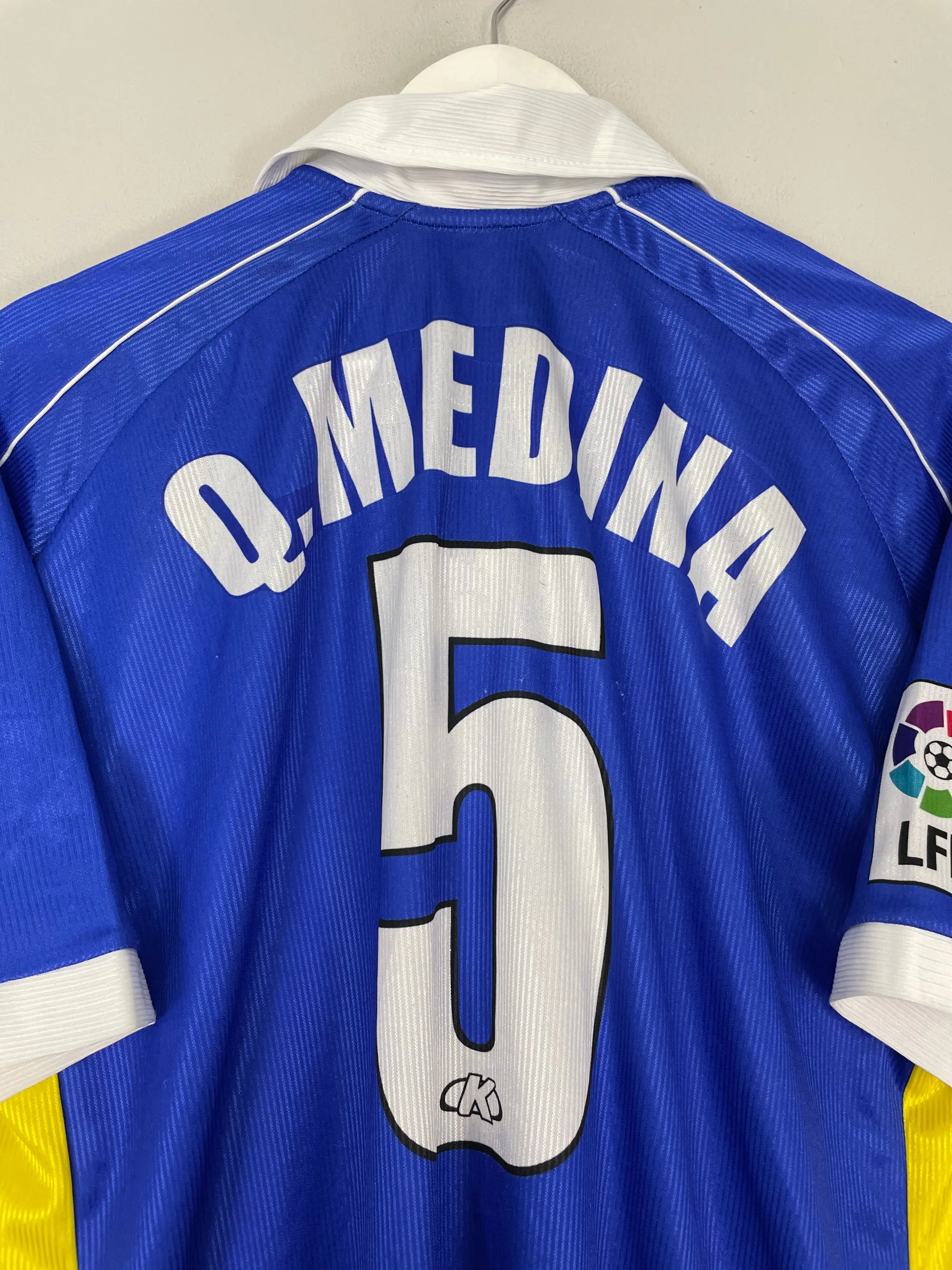 CULT KITS - 1999/01 VILLAREAL MEDINA #5 *PLAYER ISSUE* AWAY SHIRT (XL) KELME