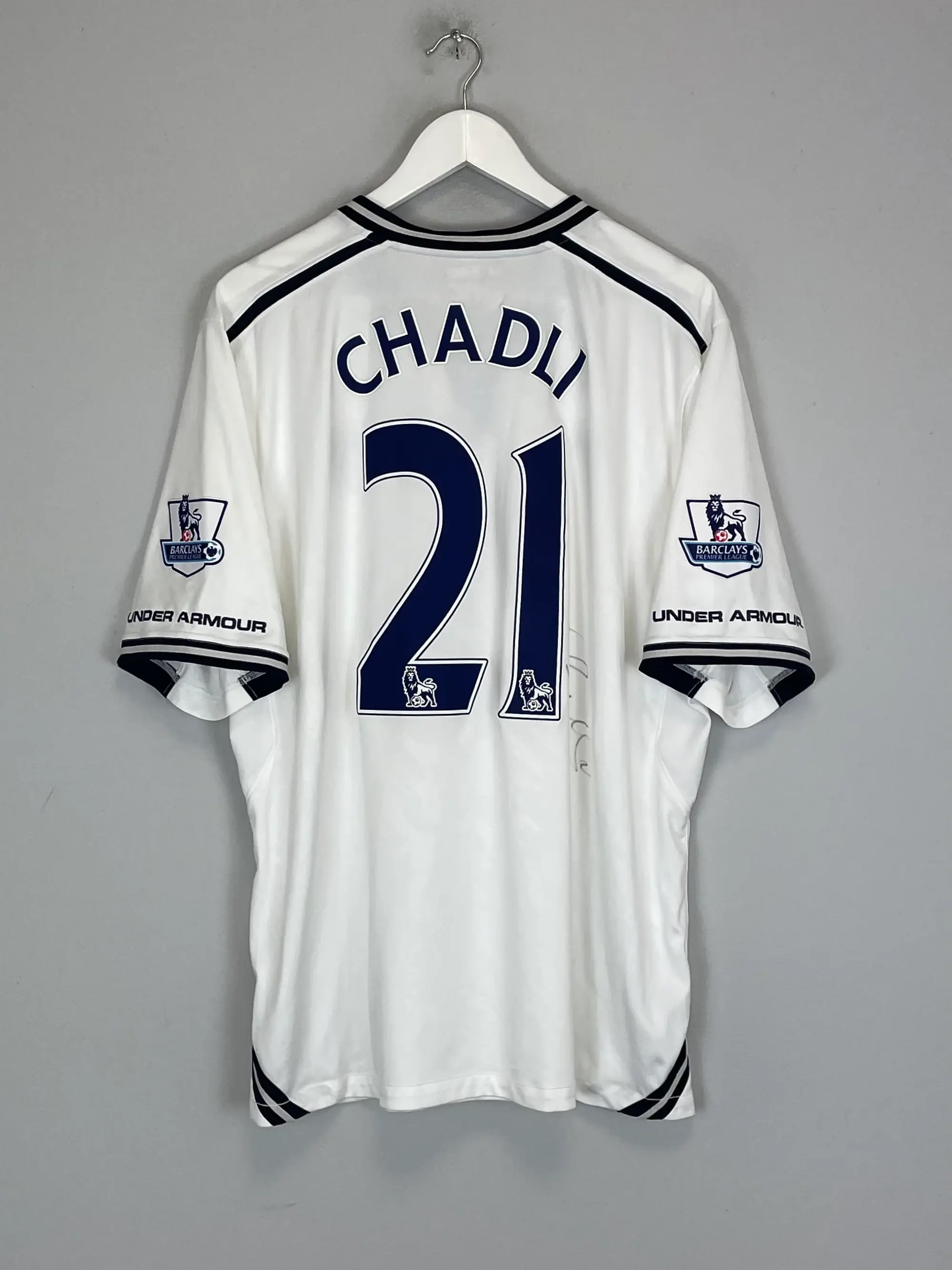 CULT KITS - 2013/14 TOTTENHAM CHADLI #21 *SIGNED* HOME SHIRT (XL) UNDER ARMOUR