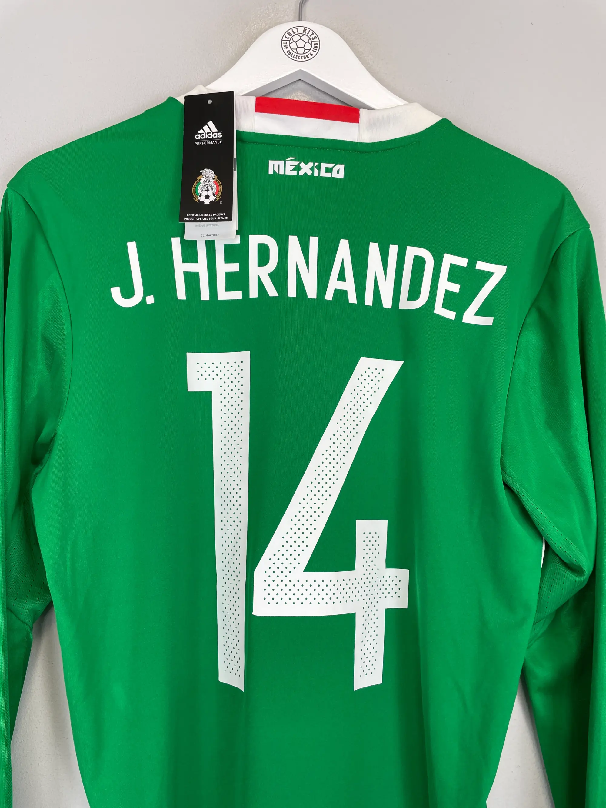 2016/17 MEXICO J.HERNANDEZ #14 *BNWT* L/S HOME SHIRT (M) ADIDAS | Cult Kits