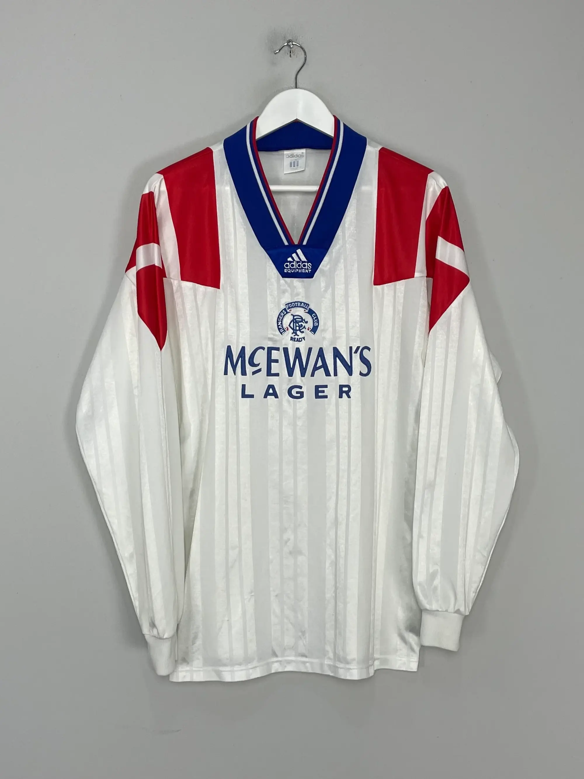 CULT KITS - 1992/94 RANGERS L/S AWAY SHIRT (XL) ADIDAS