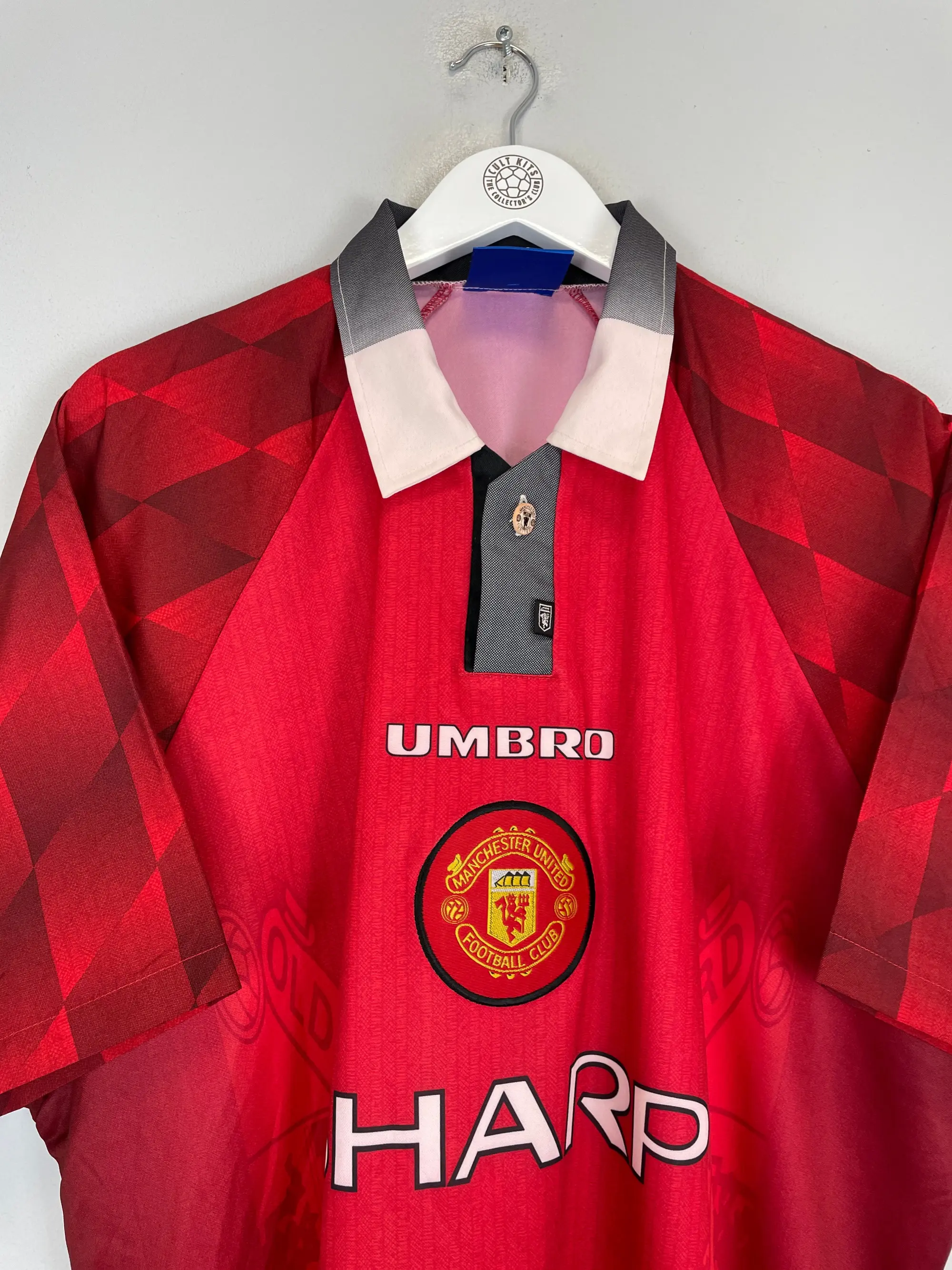 CULT KITS - 1996/98 MANCHESTER UNITED SOLSKJAER #20 HOME SHIRT (XL) UMBRO
