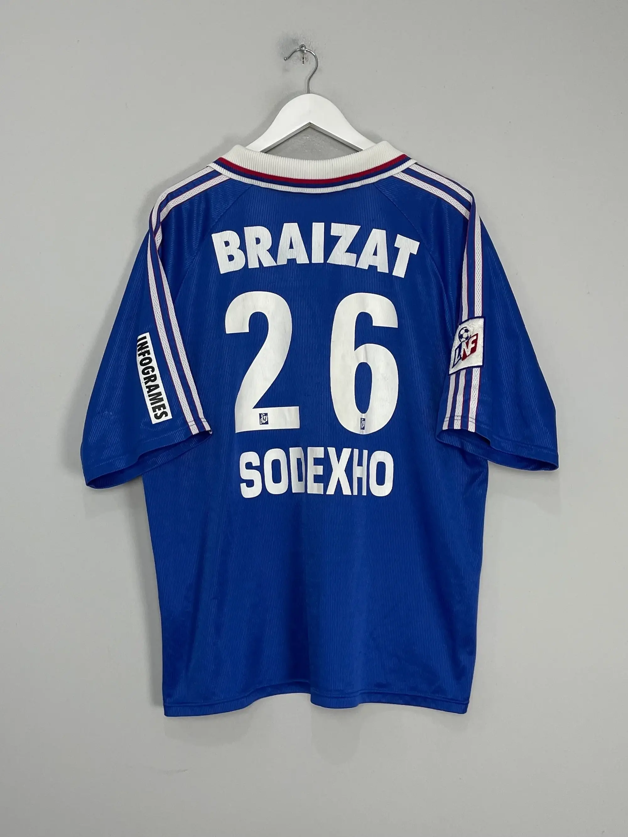CULT KITS - 1998/99 LYON BRAIZAT #26 *MATCH ISSUE* AWAY SHIRT (XL) ADIDAS