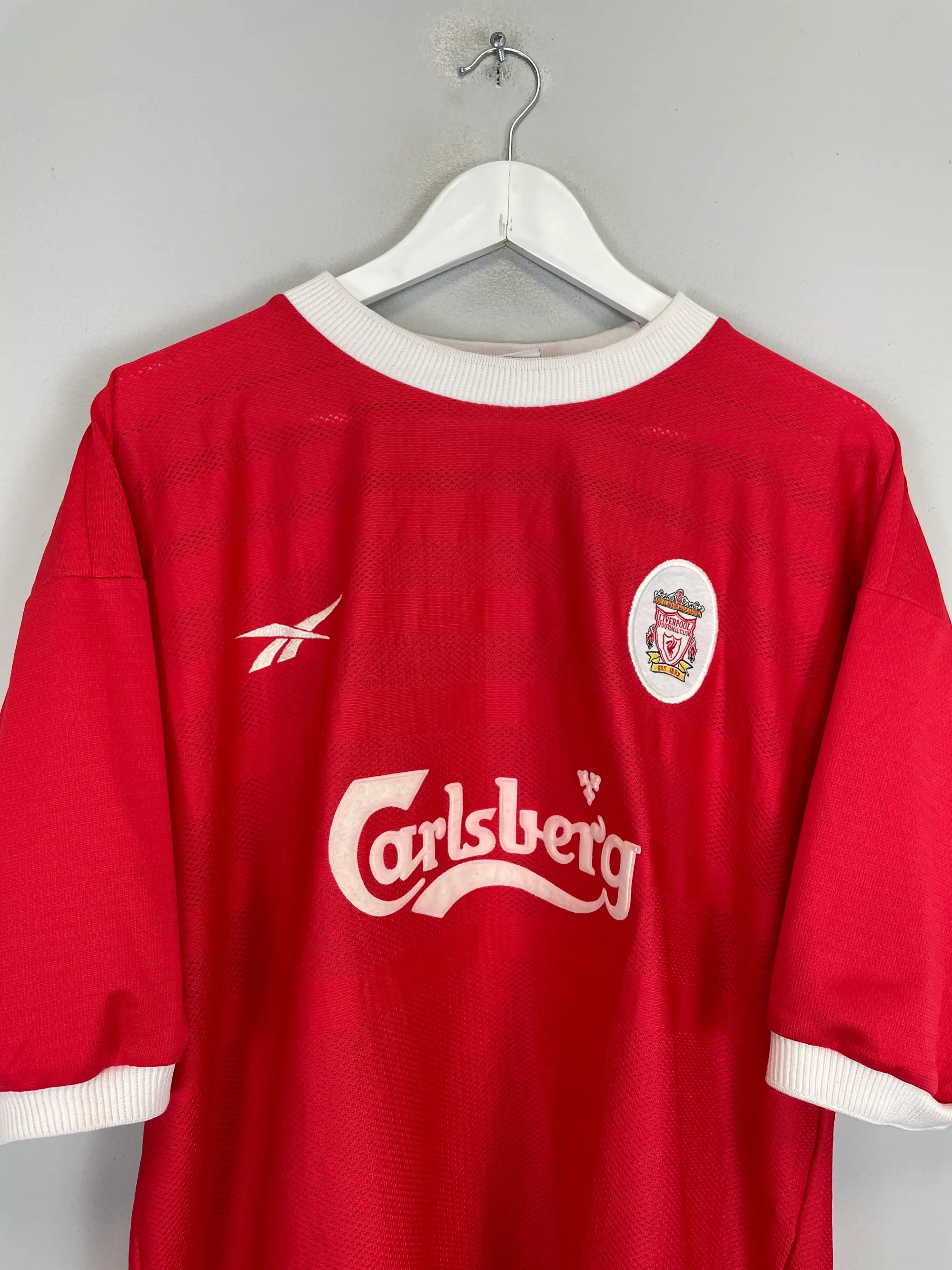 CULT KITS - 1998/00 LIVERPOOL DUNDEE #16 *SIGNED* HOME SHIRT (XL) REEBOK