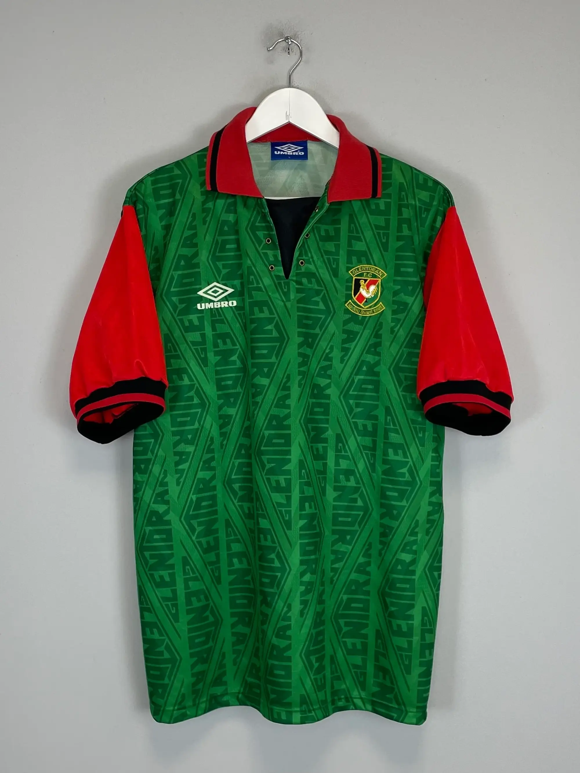 CULT KITS - 1992/93 GLENTORAN HOME SHIRT (L) UMBRO